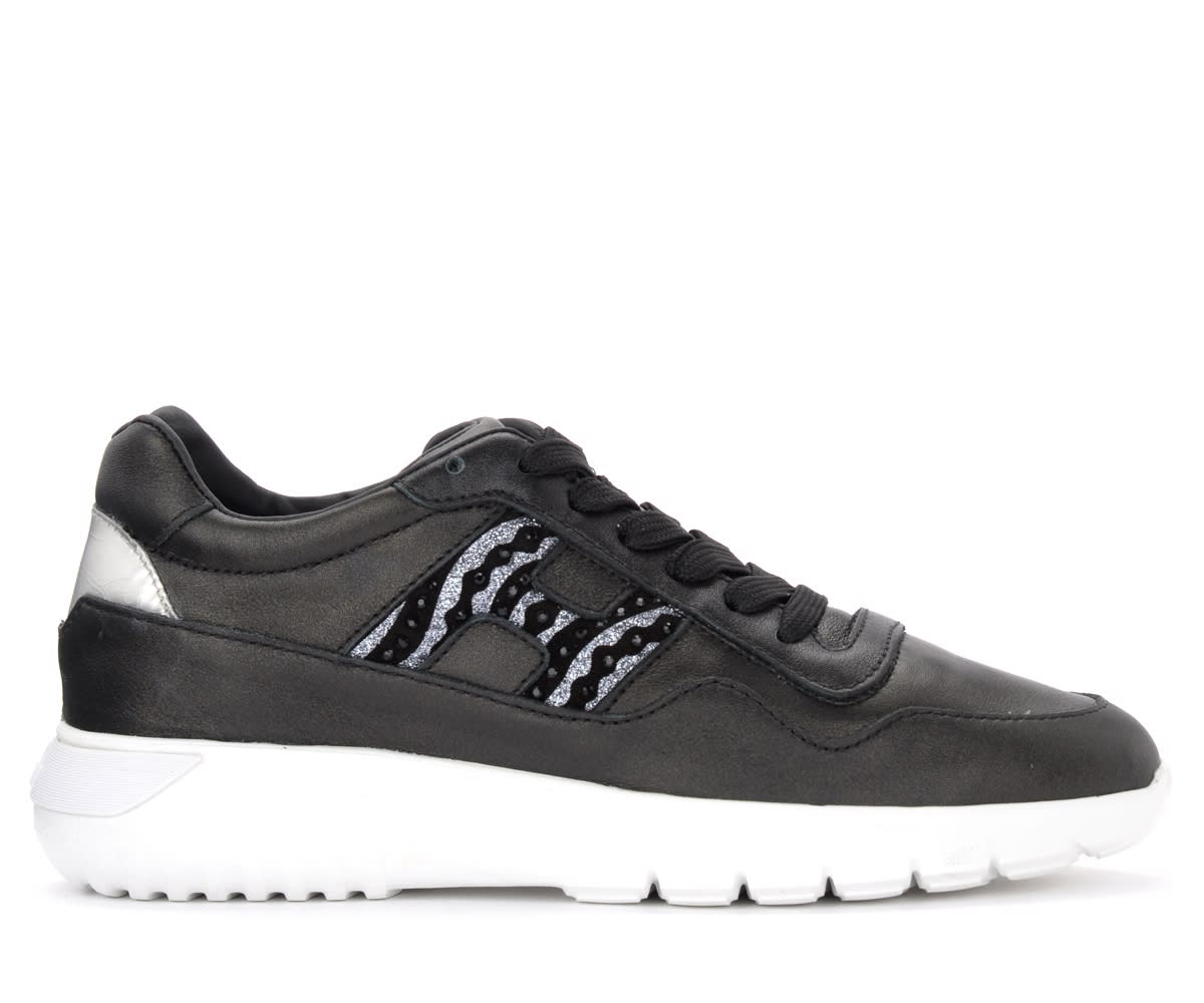 Hogan Interactive³ Sneaker In Black And Silver Leather