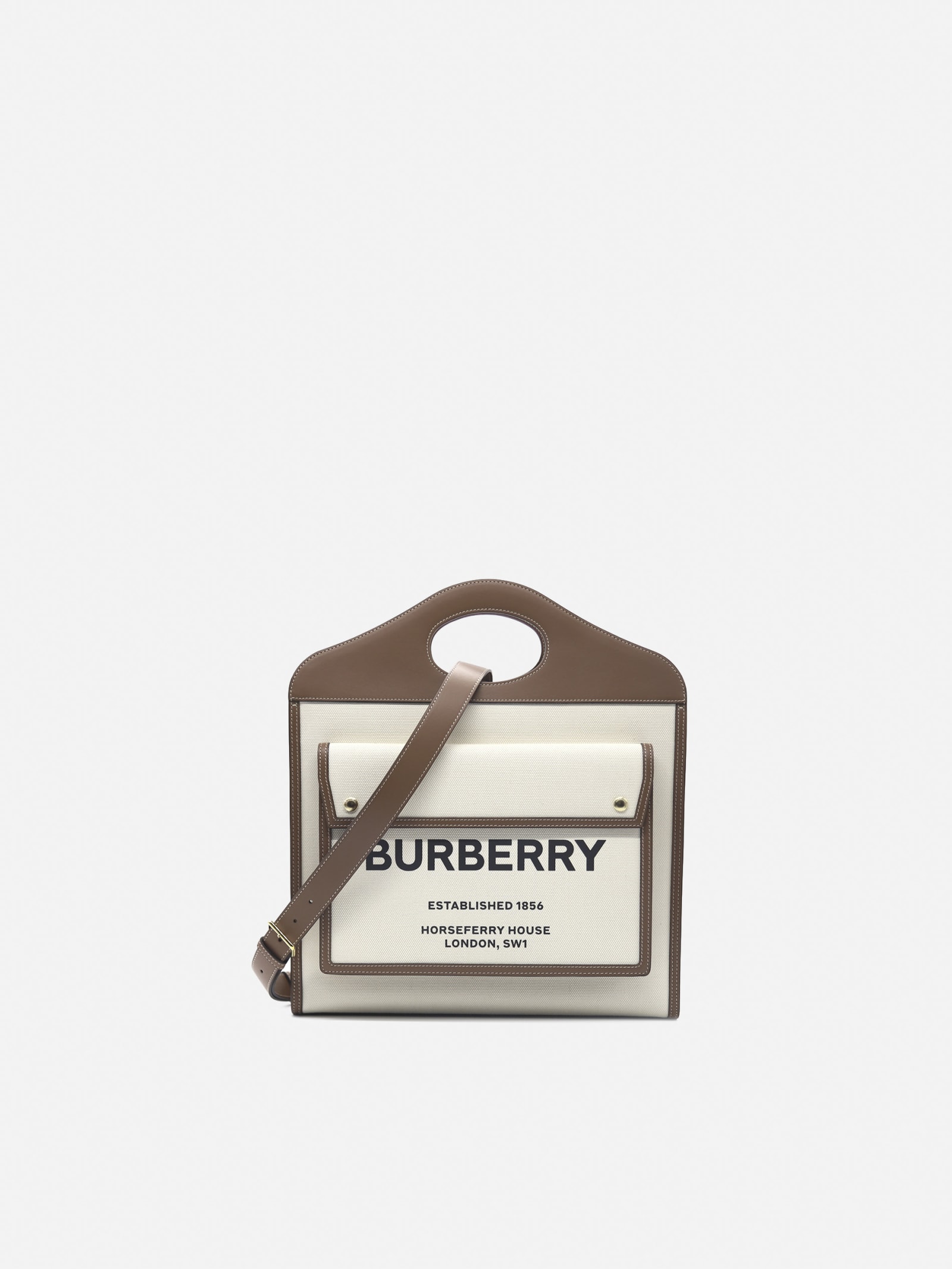 Burberry Medium Pocket Bag In Cotton With Horseferry Print