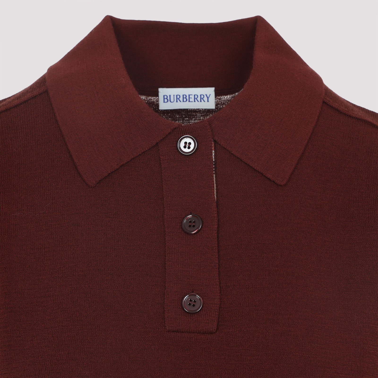 Burberry Bordeaux Wool Polo Shirt In Burgundy