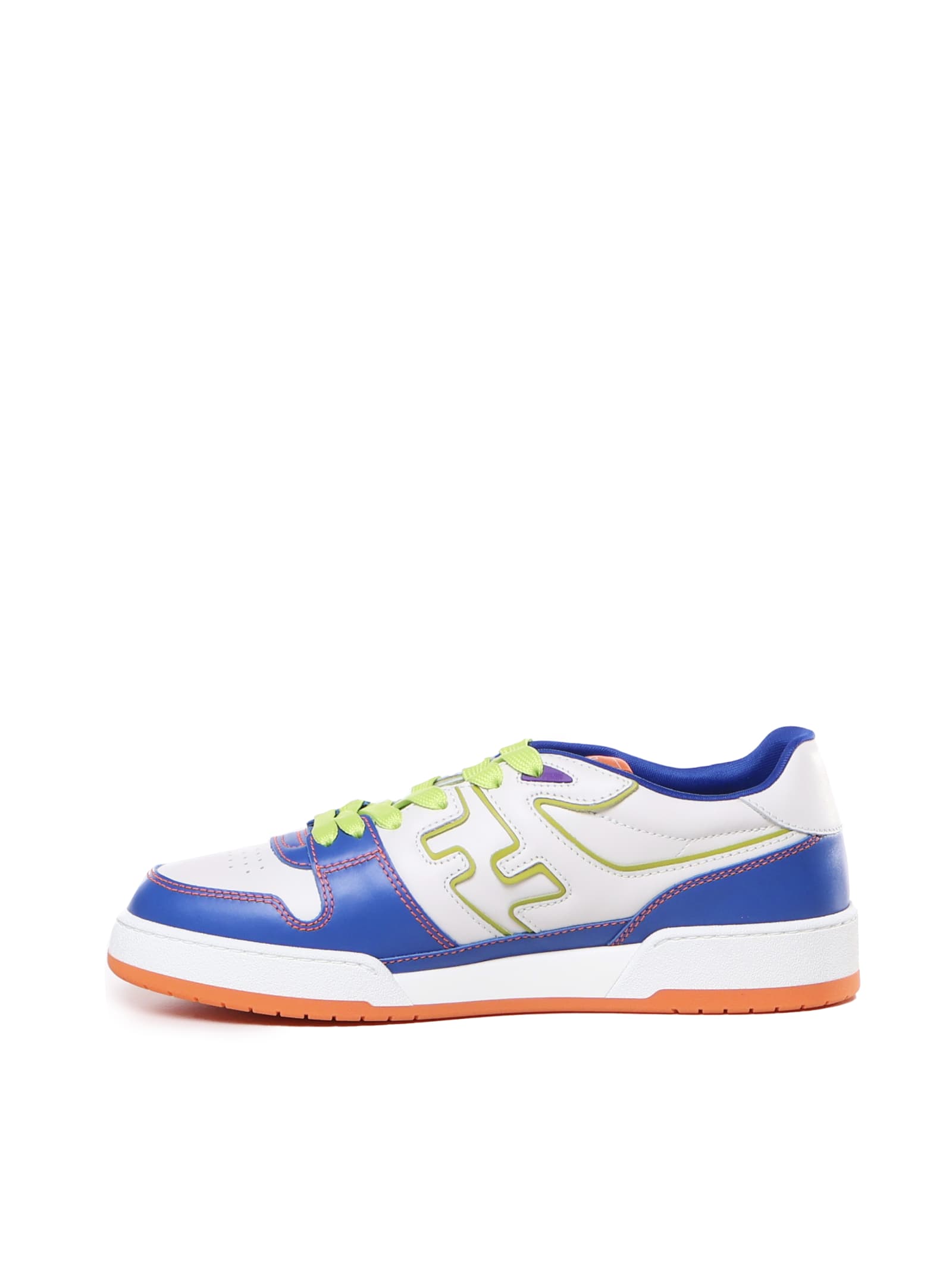 Shop Fendi Low Top In Multicolor Leather In Bluet+bian+wasab+ver