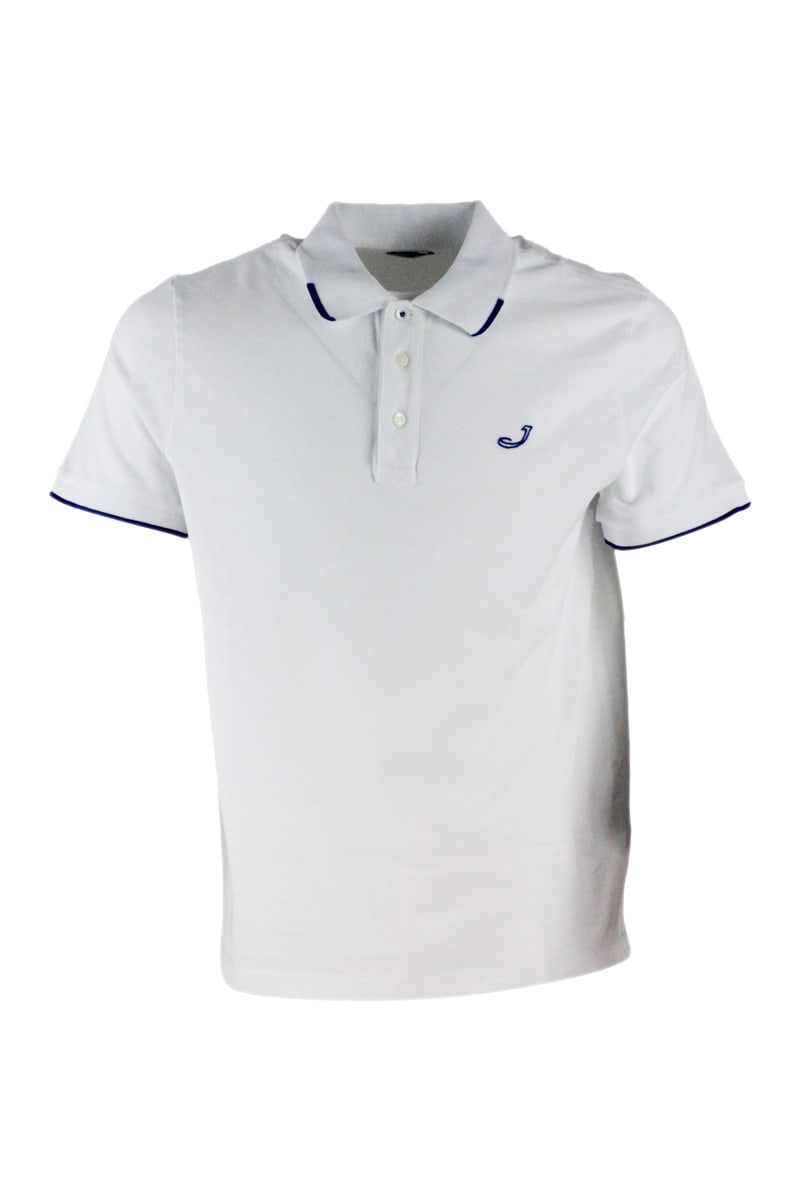 Jacob Cohen Stretch Cotton Polo T-shirt With Short Sleeve 3-button Collar With Contrasting Color Profiles