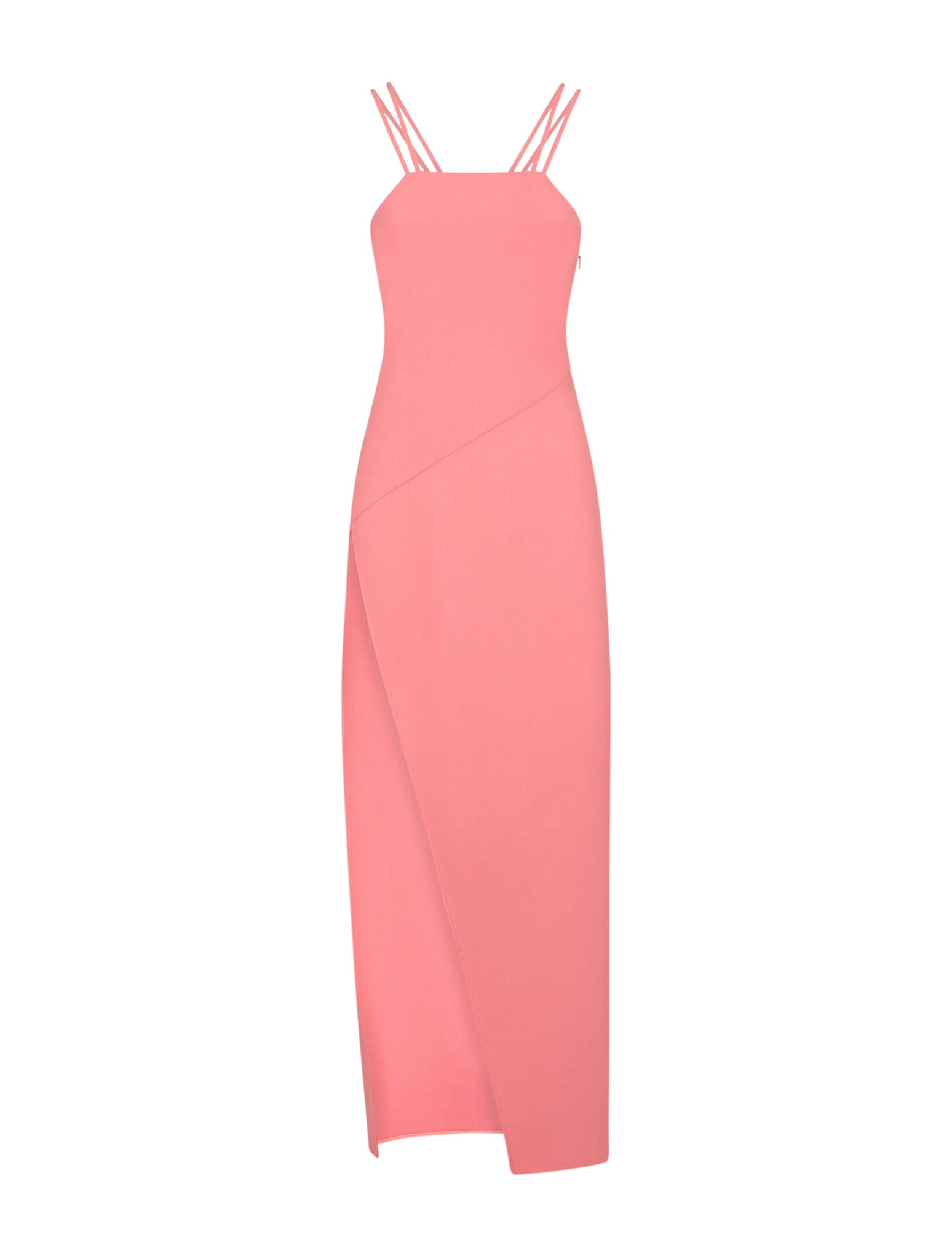 Attico Fujiko Double-strap Asymmetric Midi Dress In Salmon