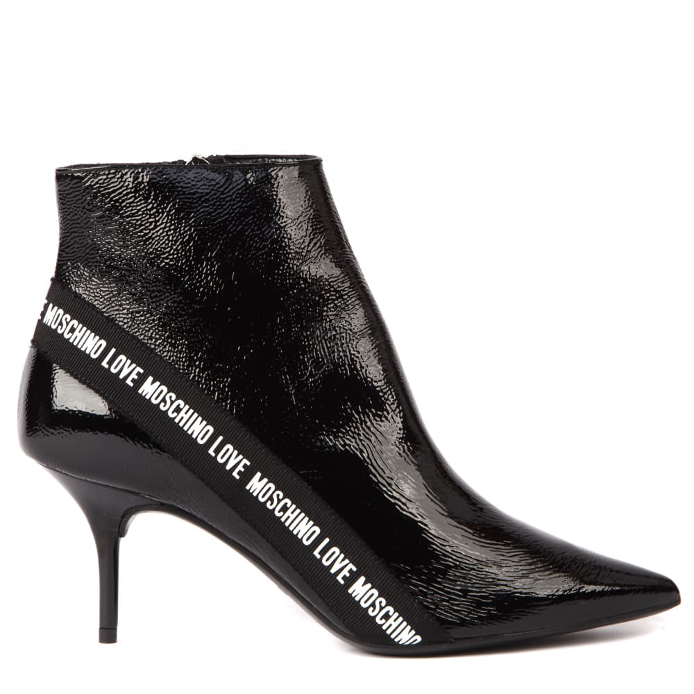 Buy Love Moschino Black Patent Ankle Boot online, shop Love Moschino shoes with free shipping