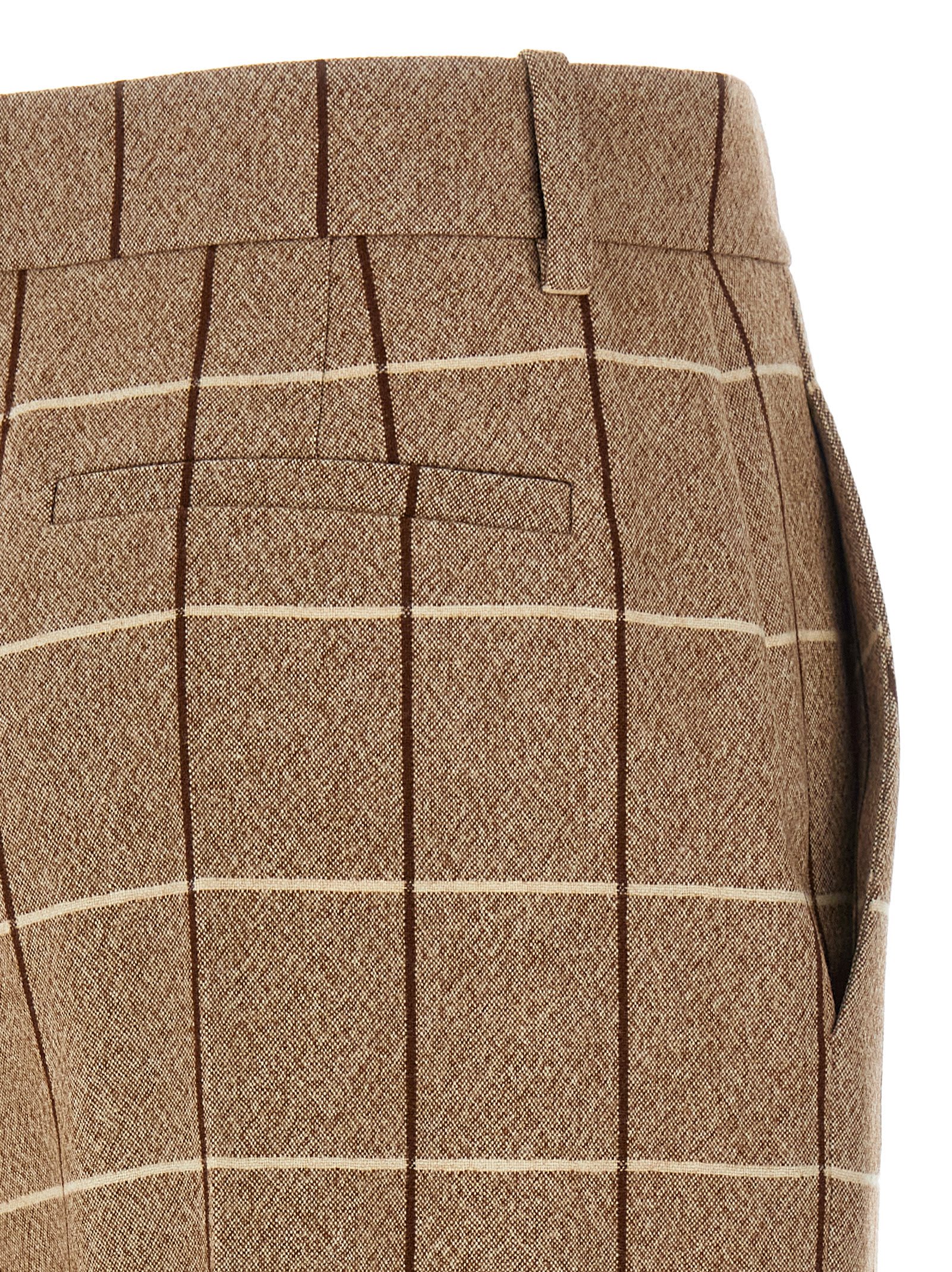 Valentino Garavani Garavani Wool Pants With Window Pattern In Brown