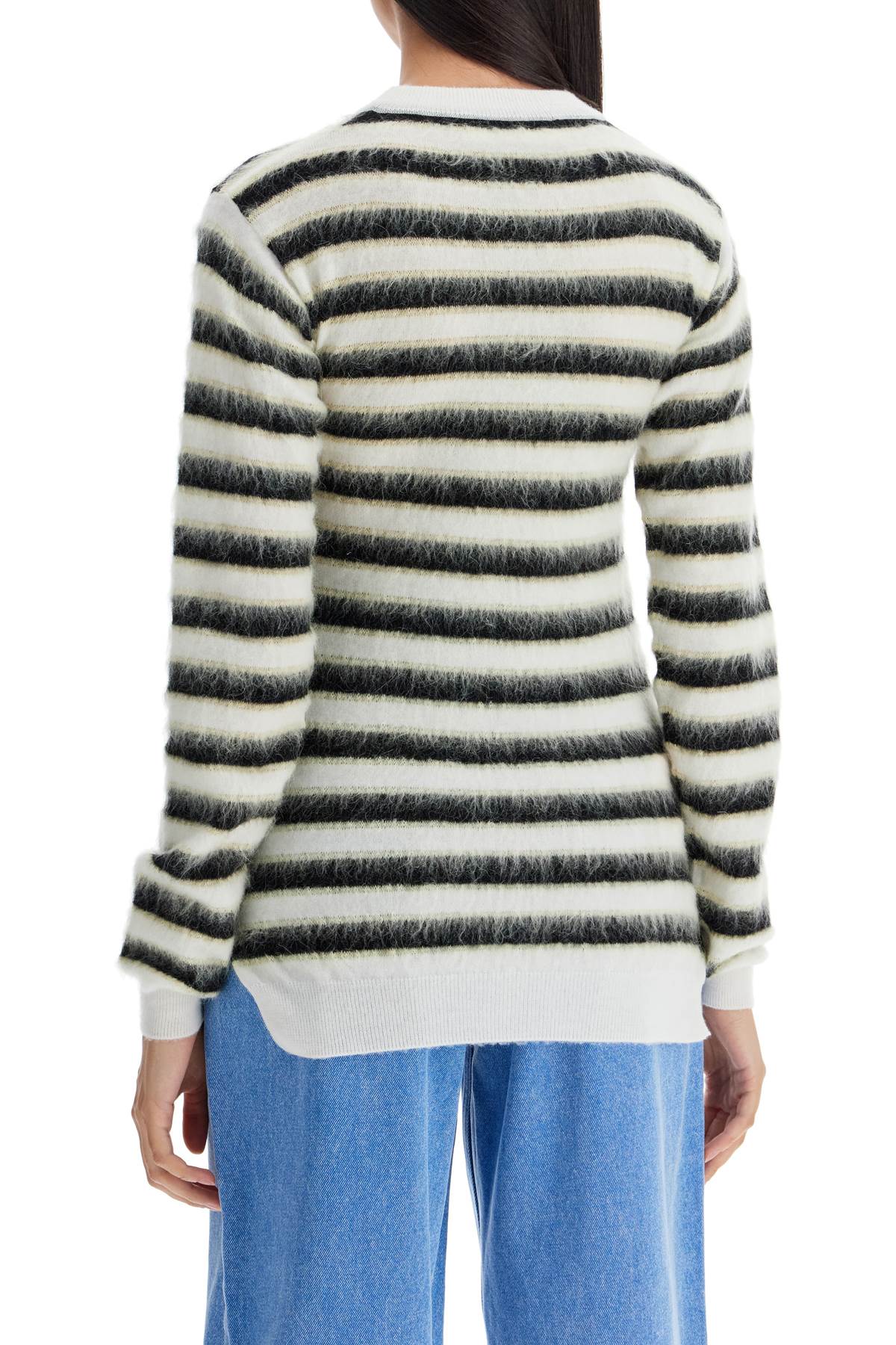 Shop Marni Striped Crewneck Pullover In Alabaster (light Blue)