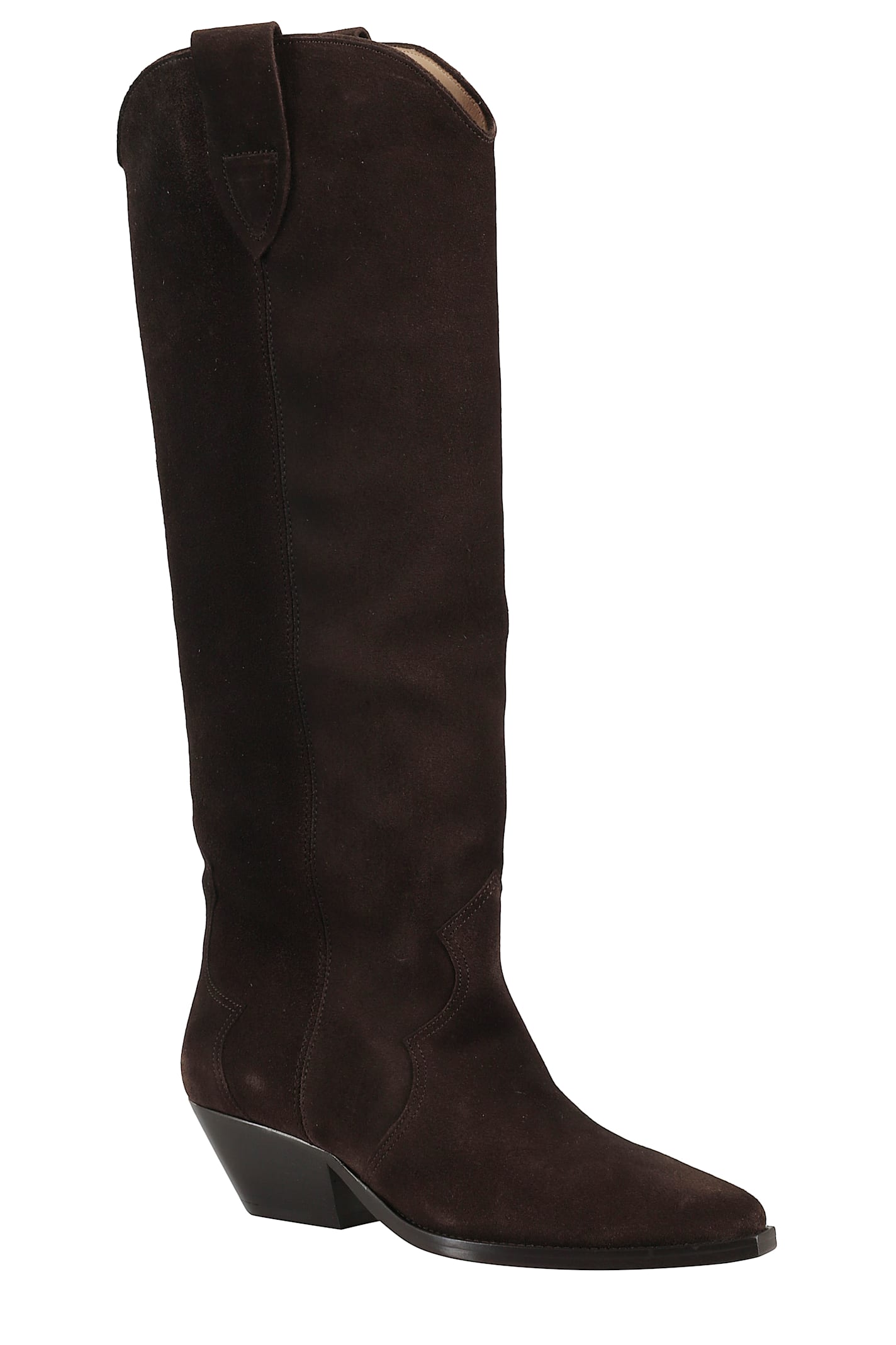 Isabel Marant Denver Leather Knee High Western Boots In Brown