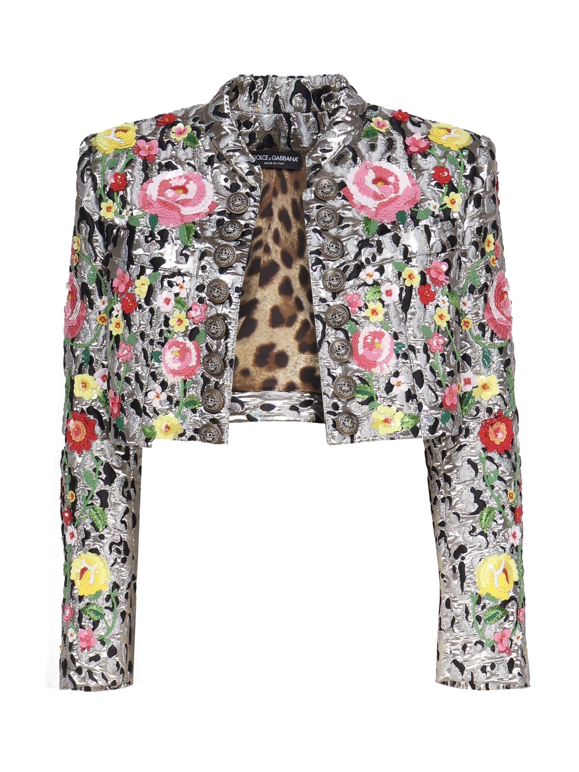 Shop Dolce & Gabbana Jacket With Animal Print And Flowers In Multicolor
