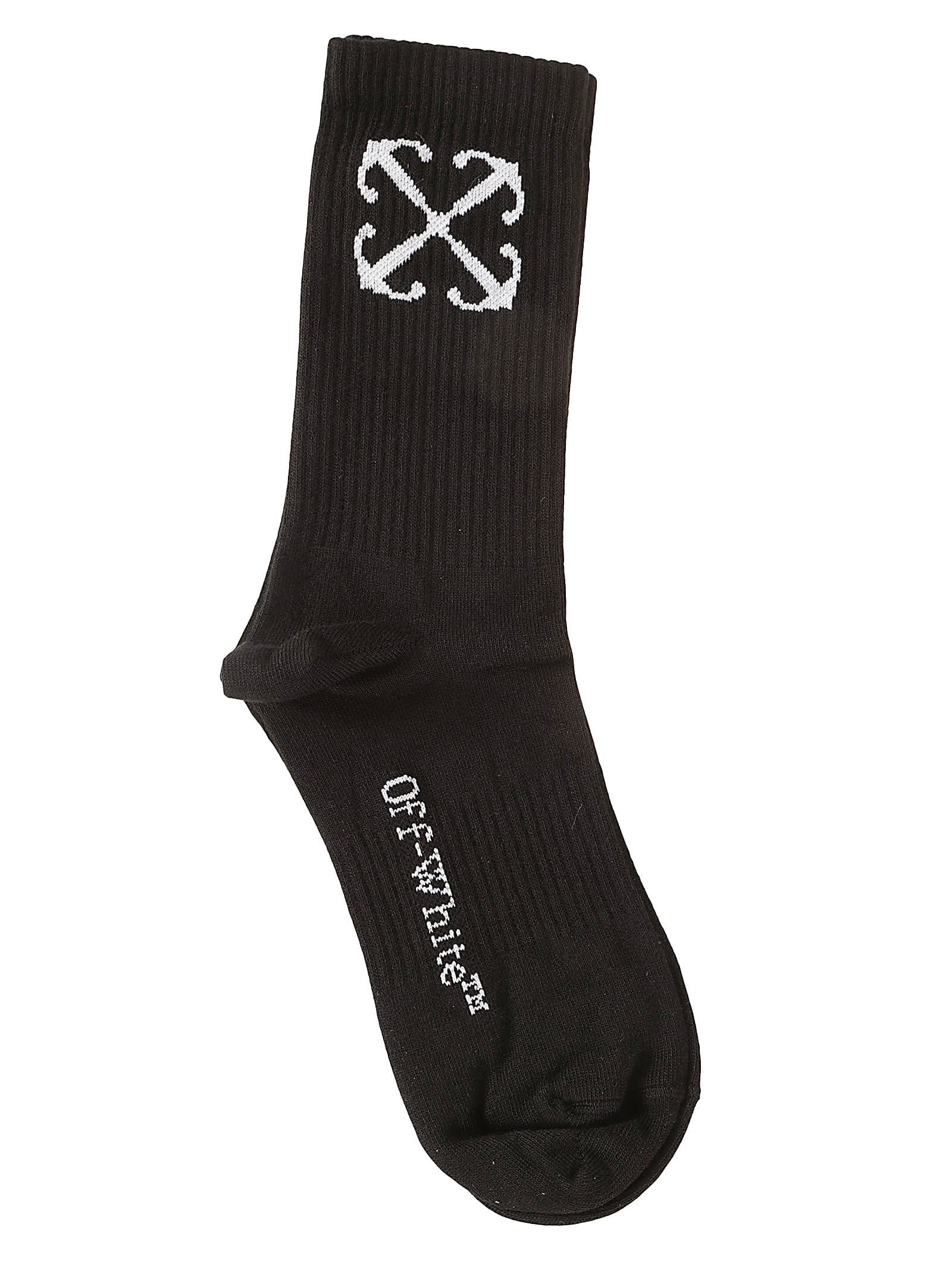 Off-white Arrow Mid Calf Socks In Black/white
