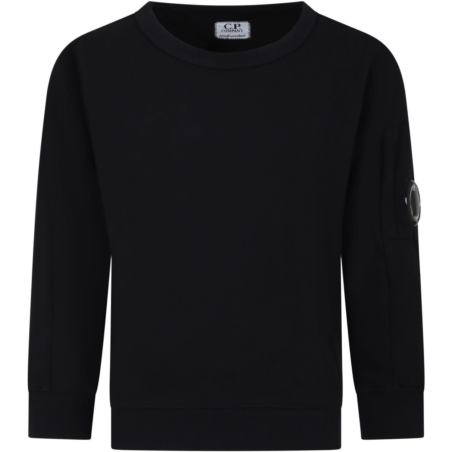 C.p. Company Undersixteen Kids' Black Sweatshirt For Boy With C.p. Company Lens
