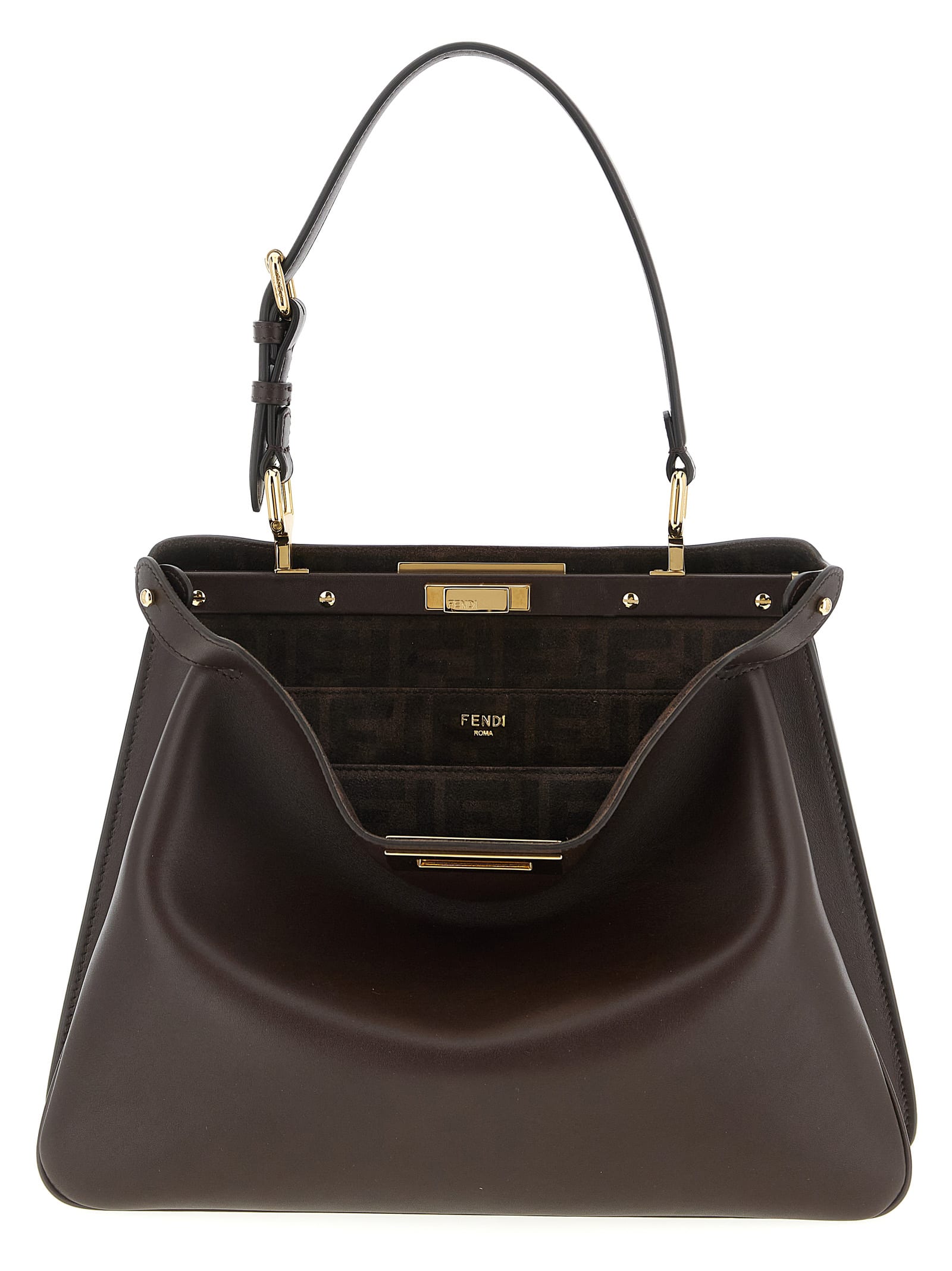 Fendi Peekaboo Soft Medium Handbag In Brown