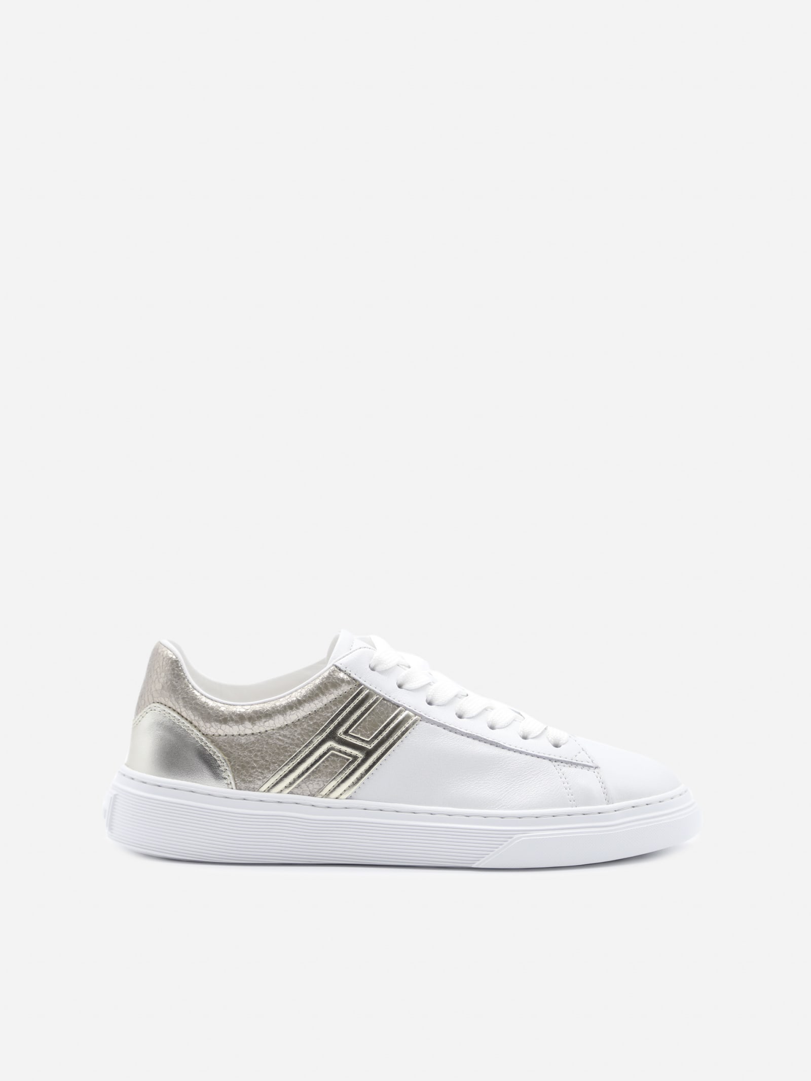 Hogan H365 Sneakers In Leather With Metallic Effect Inserts