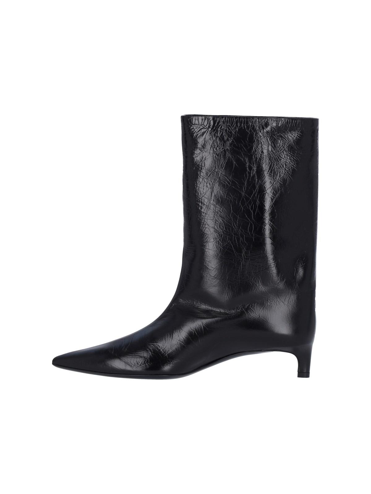 Shop Jil Sander Leather Ankle Boots In Nero