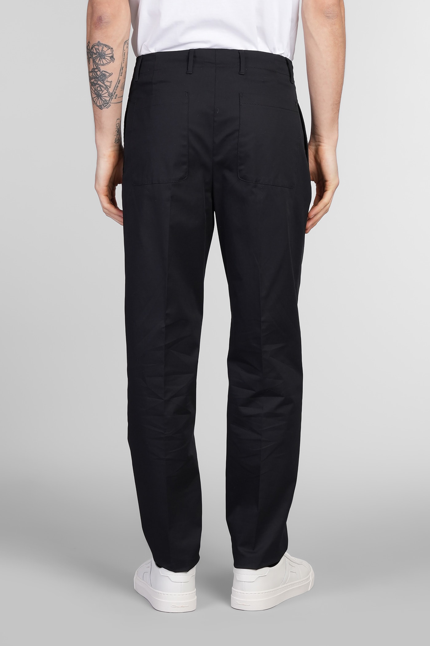 Lardini Pants In Blue Cotton In Black