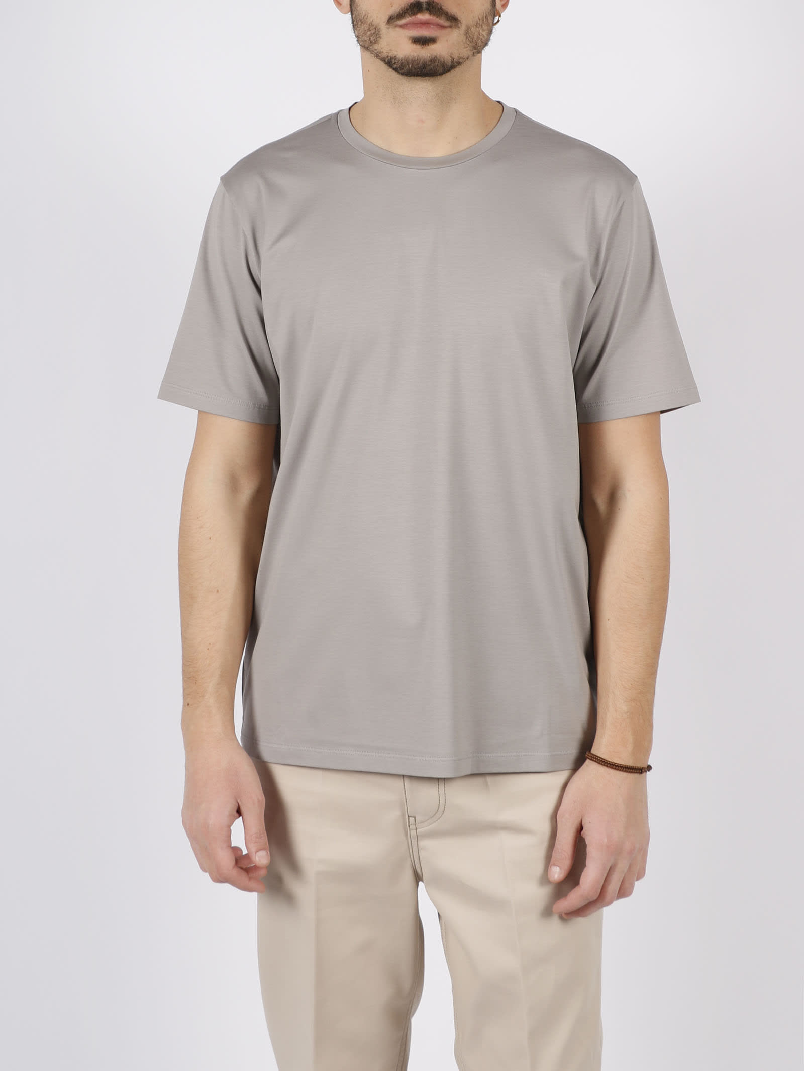 Herno Crew-neck Short-sleeve T-shirt In Gray