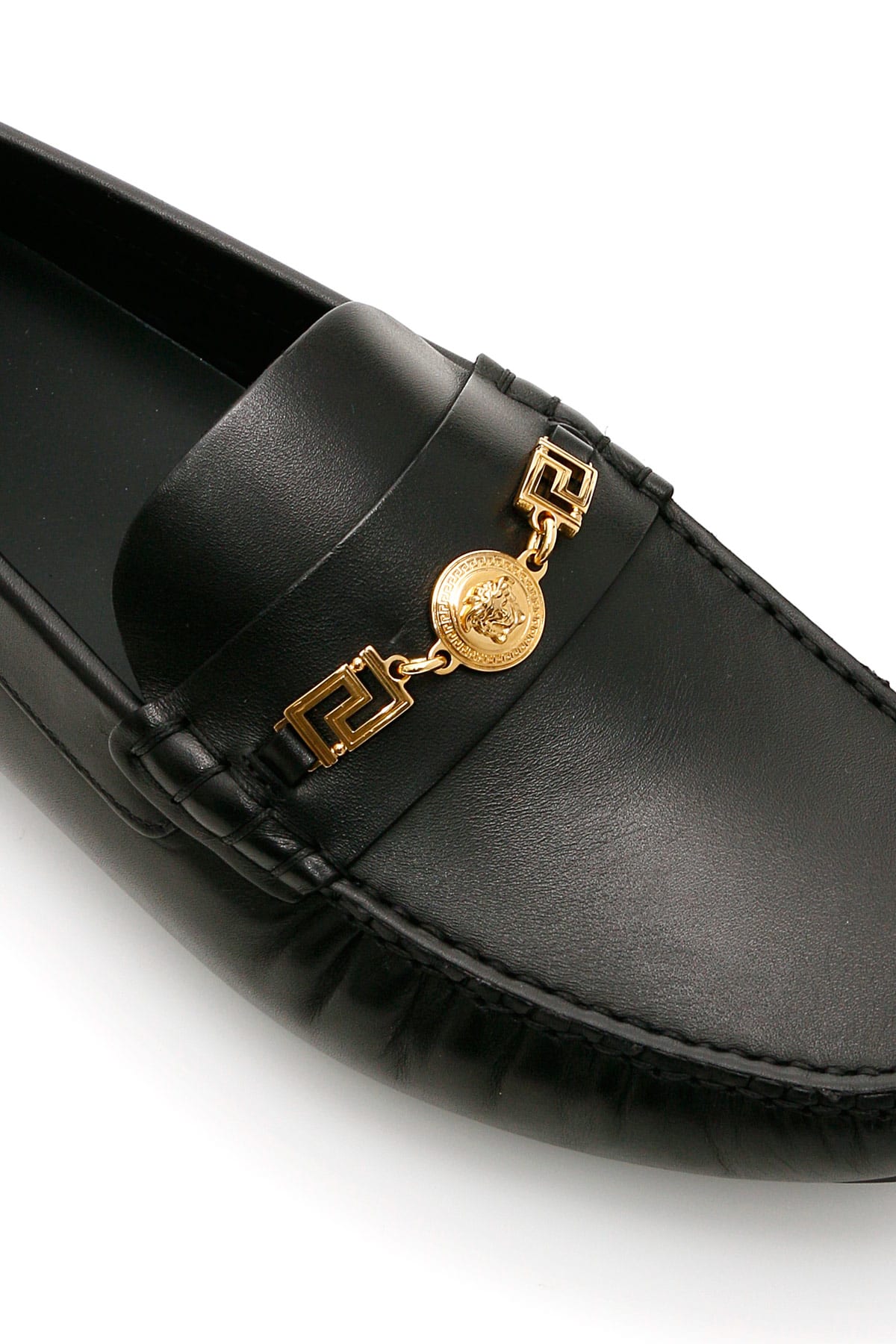 black and gold versace loafers