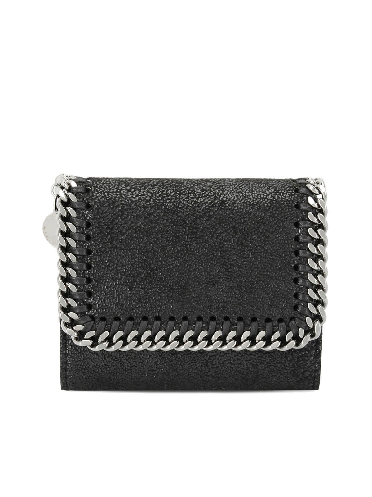 Shop Stella Mccartney Black Falabella Small Wallet