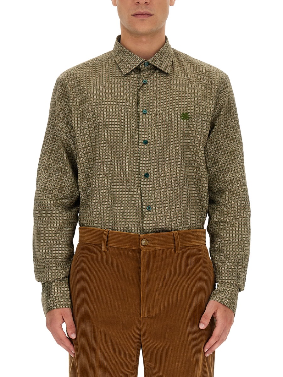 Shop Etro Pegasus Shirt In Green