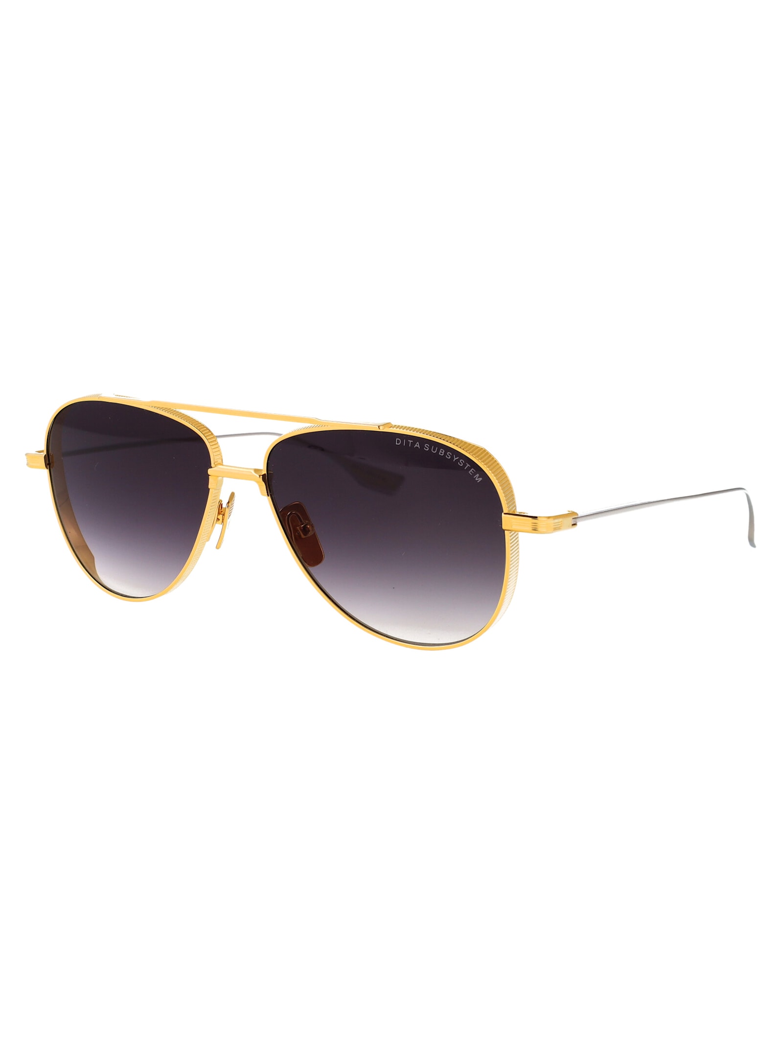 Dita Subsystem Sunglasses In Yellow Gold - Silver W Dark Grey To Clear Gradient