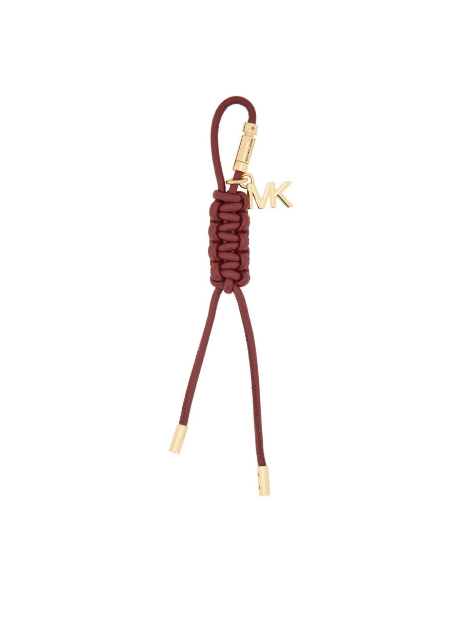 Michael Kors Braided Keychain Gold-tone Hardware In Brown