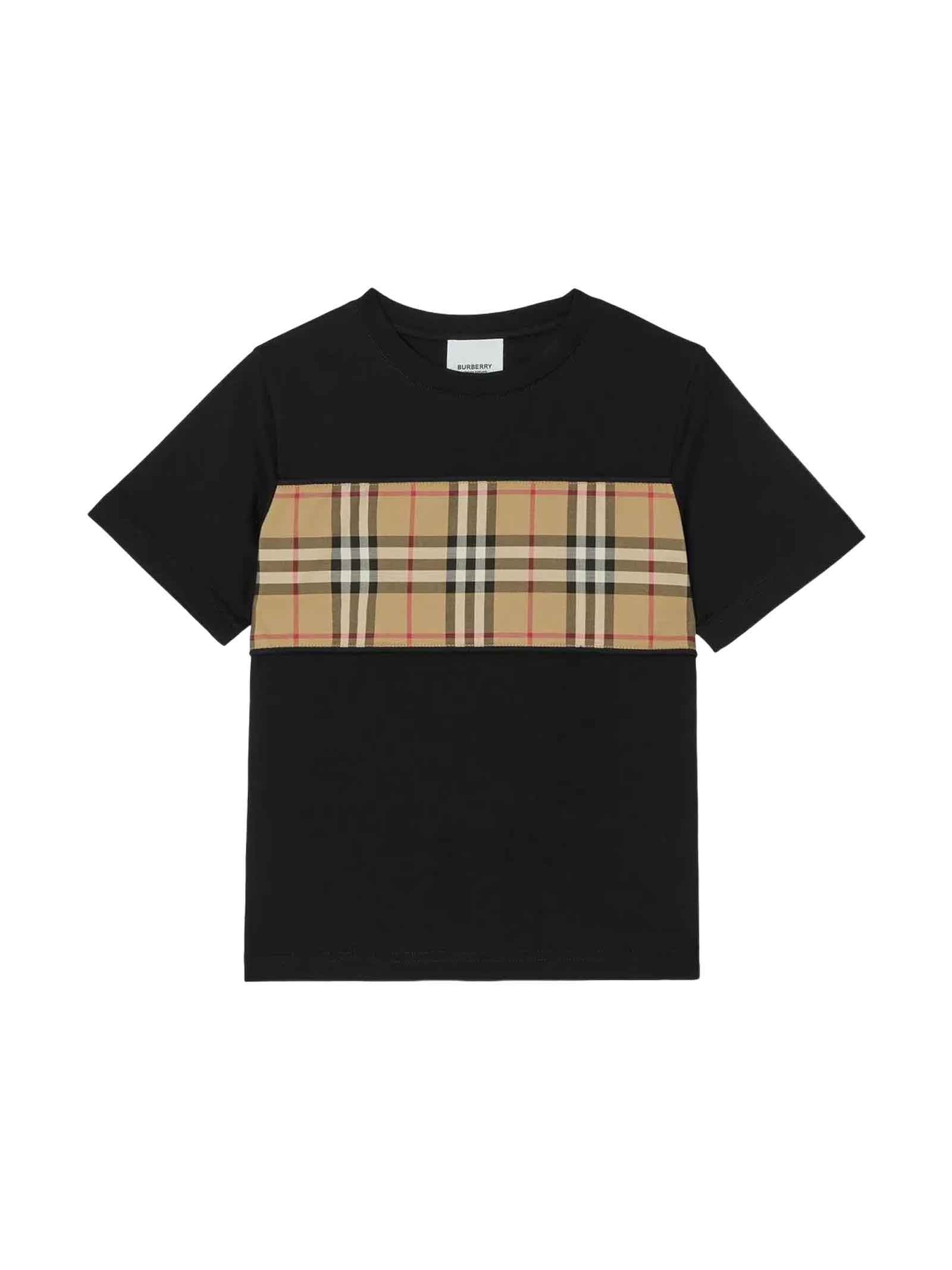 Shop Burberry Black T-shirt Boy In Nero