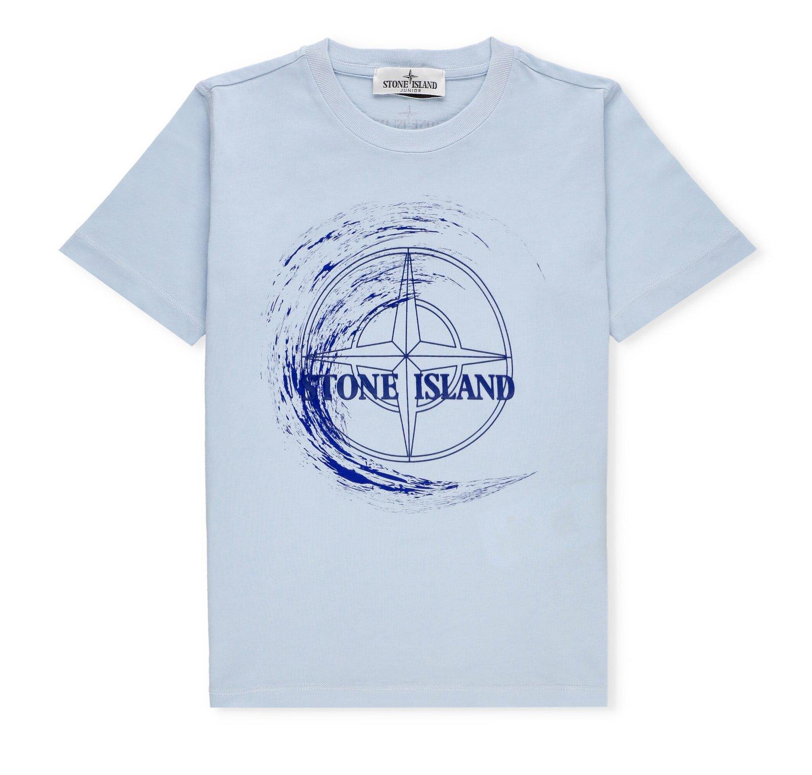 Shop Stone Island Junior Logo Printed Crewneck T-shirt