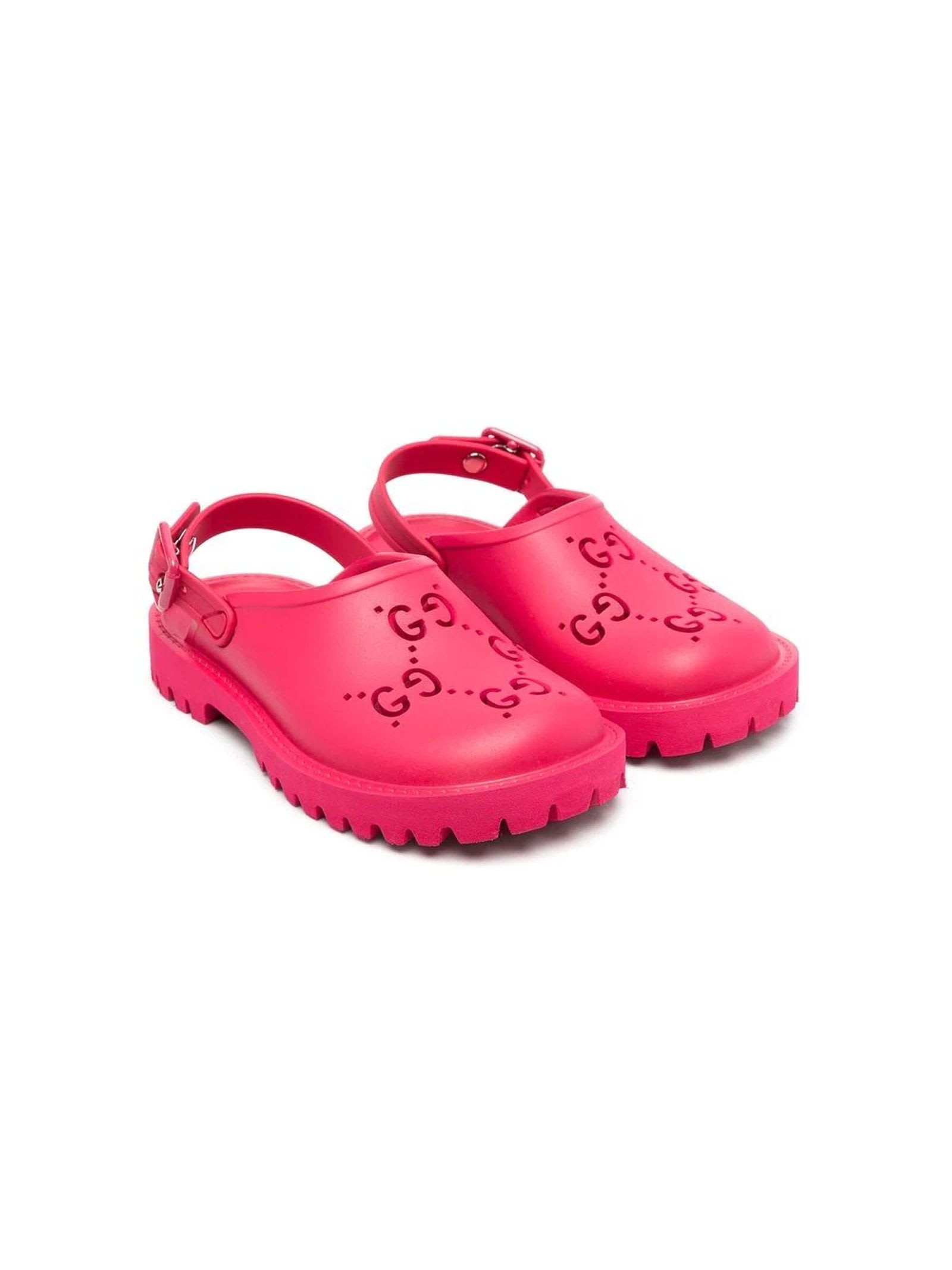 Gucci Kids' Fucsia Rubber Sandals In Fuxia