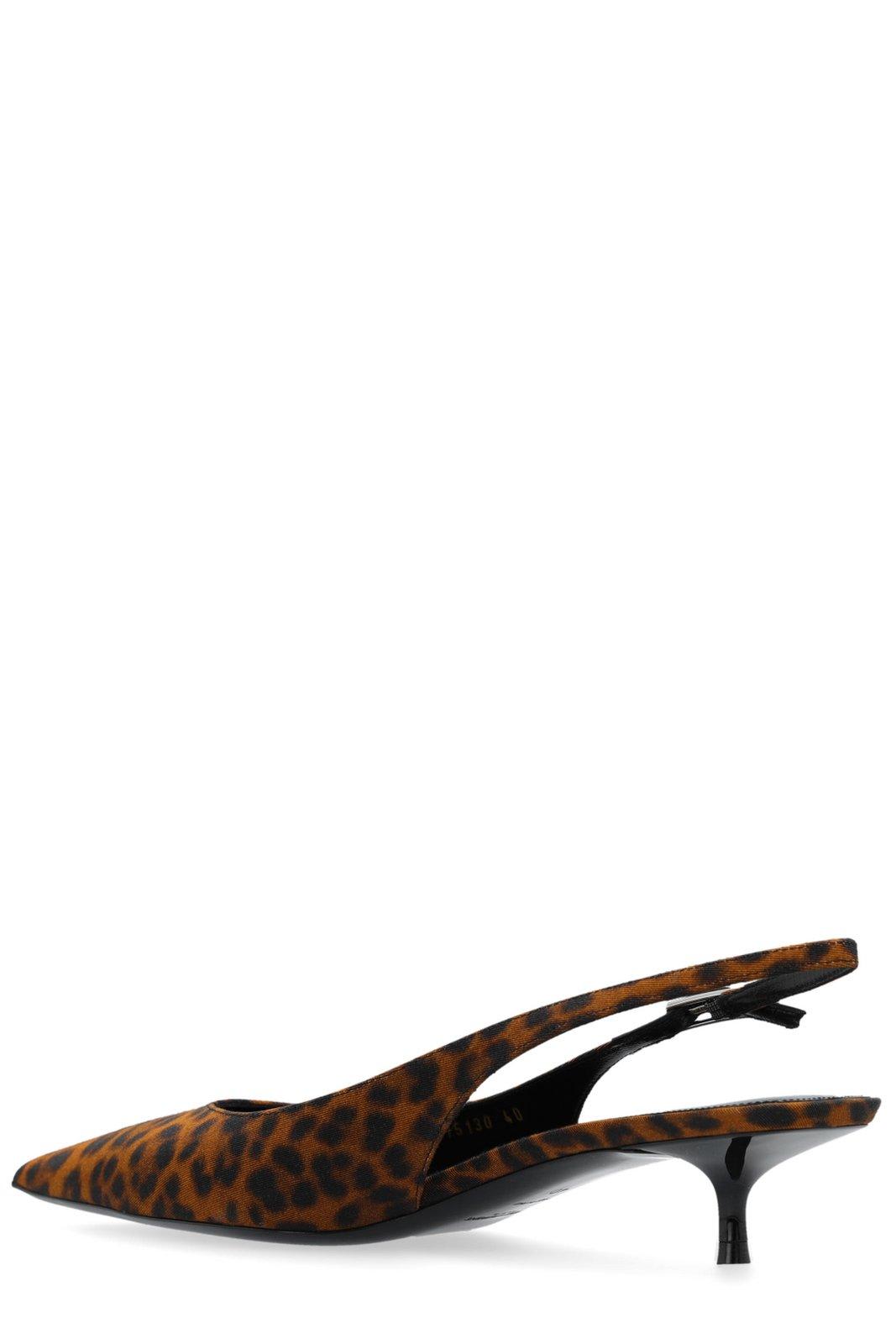 Saint Laurent Cherish Slingback Pumps In Marrone