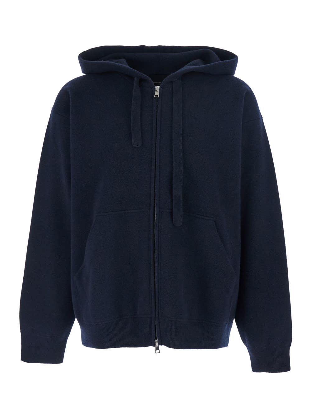 Roberto Collina Blue Sweatshirt With Drawstring Hood And Dropped Shoulders In Wool Man In Blue