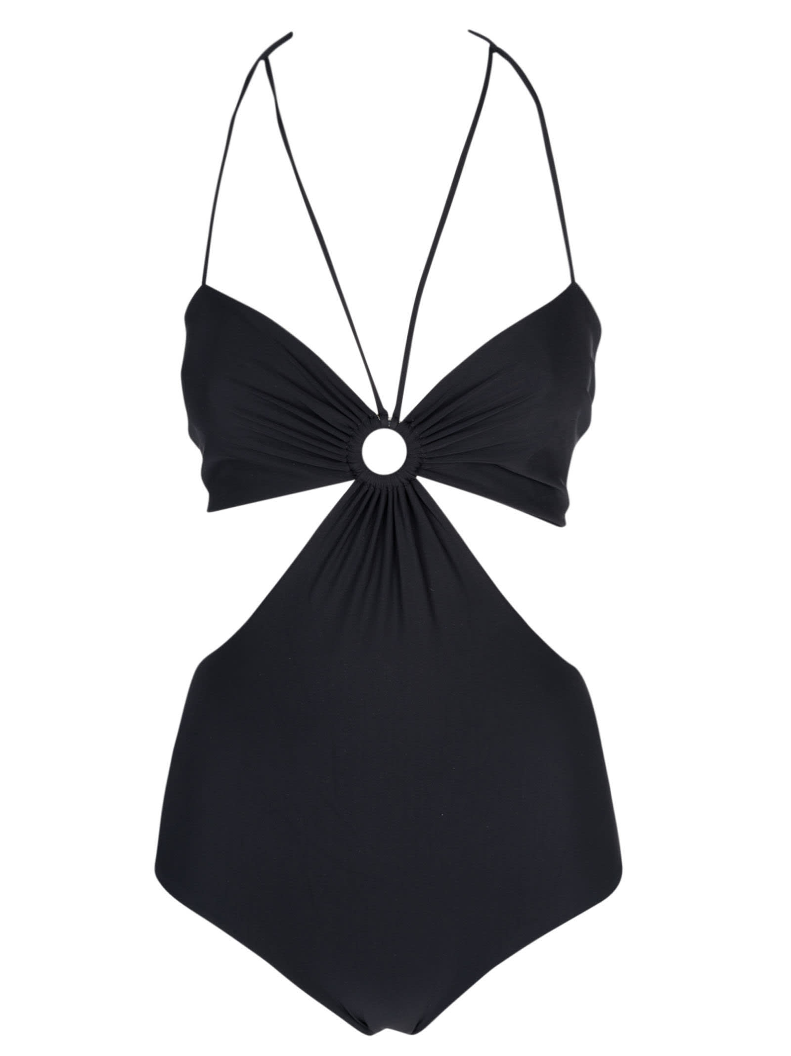 Shop Nensi Dojaka One-piece Draped Swimsuit In Black