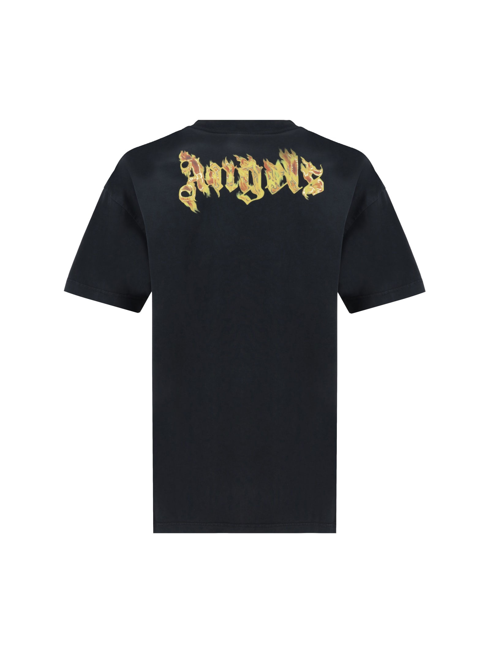 Shop Palm Angels T-shirt In Black Gold