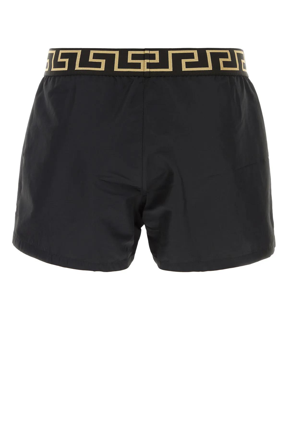 Shop Versace Black Polyester Swimming Shorts In Nero