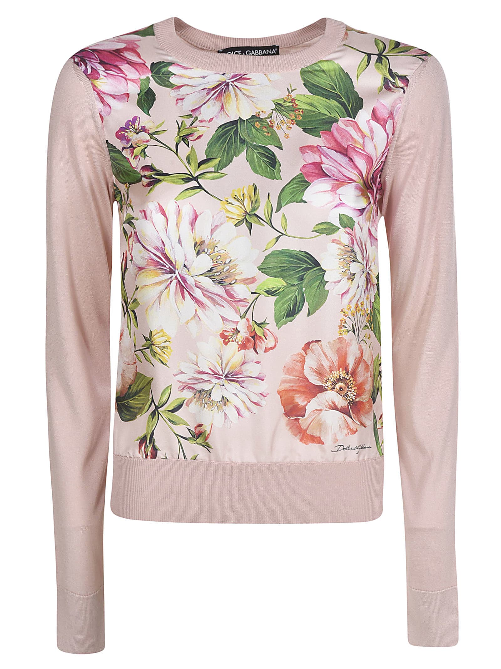 DOLCE & GABBANA FLORAL RIBBED SWEATER,11260757