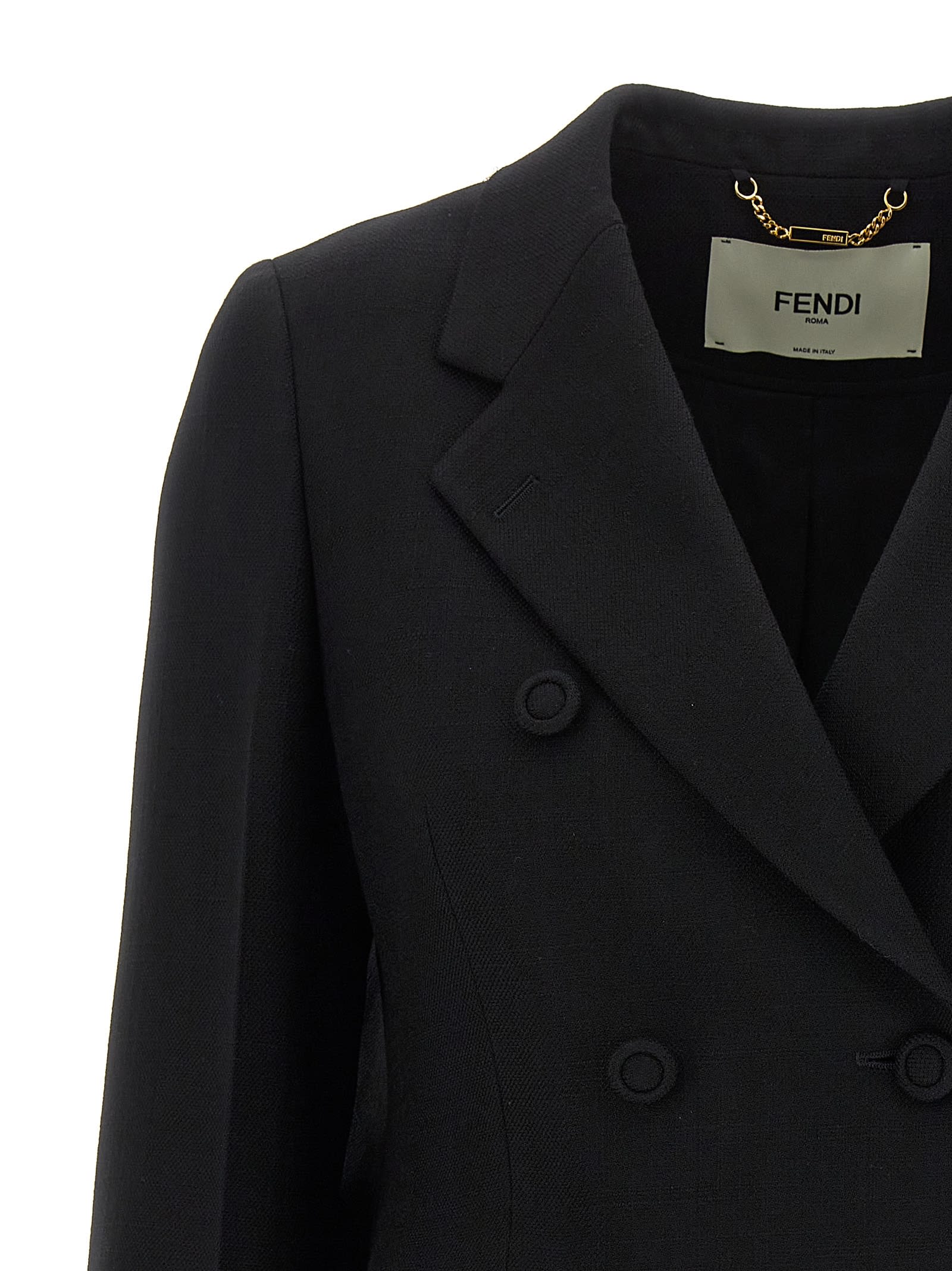 Shop Fendi Double-breasted Blazer In Black