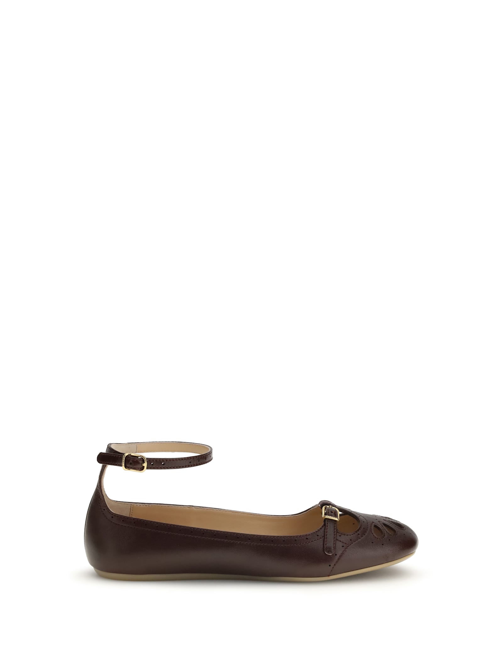 Chloé Chloe Misty Cut-out Leather Ballet Flats In Brown