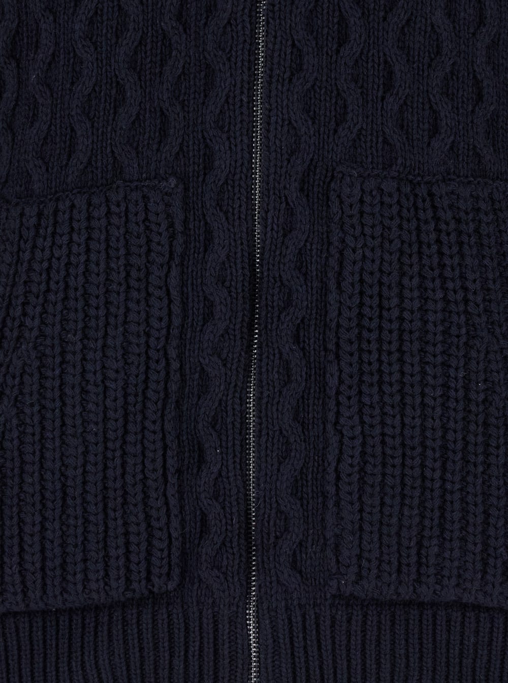 Tagliatore Blue Zip-up Cardigan With Detachable Hood In Cable Knit Wool Man In Blue