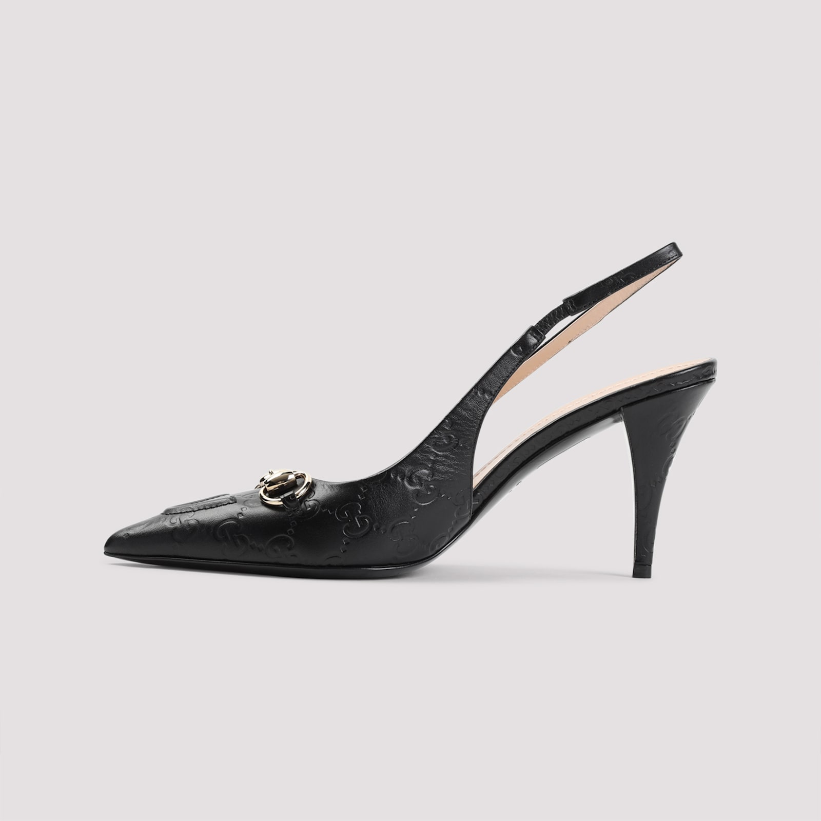 Gucci Leather Slingback Slippers With Pointed Toe In Nero