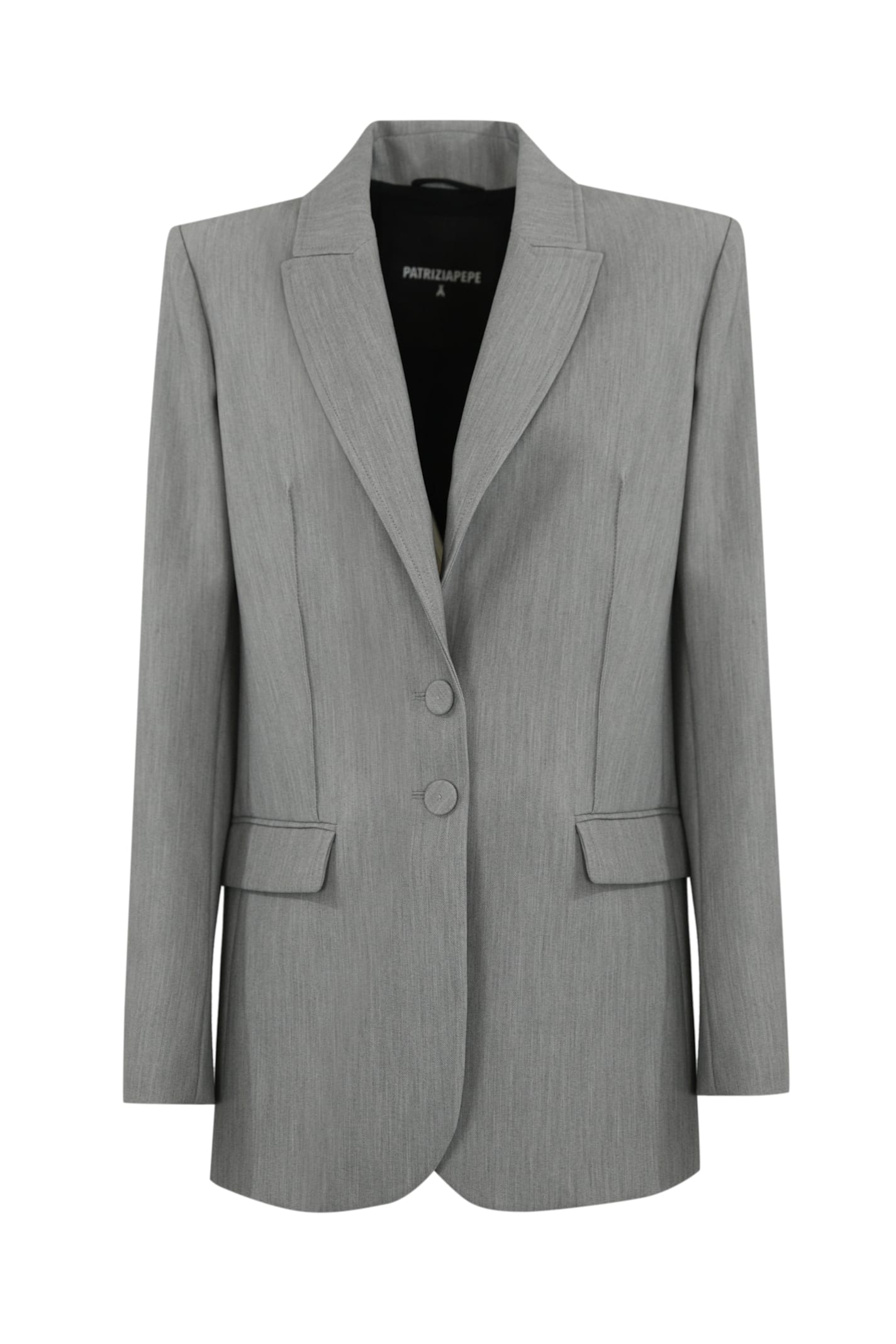 Patrizia Pepe Two-button Viscose Jacket In Grigio Melange