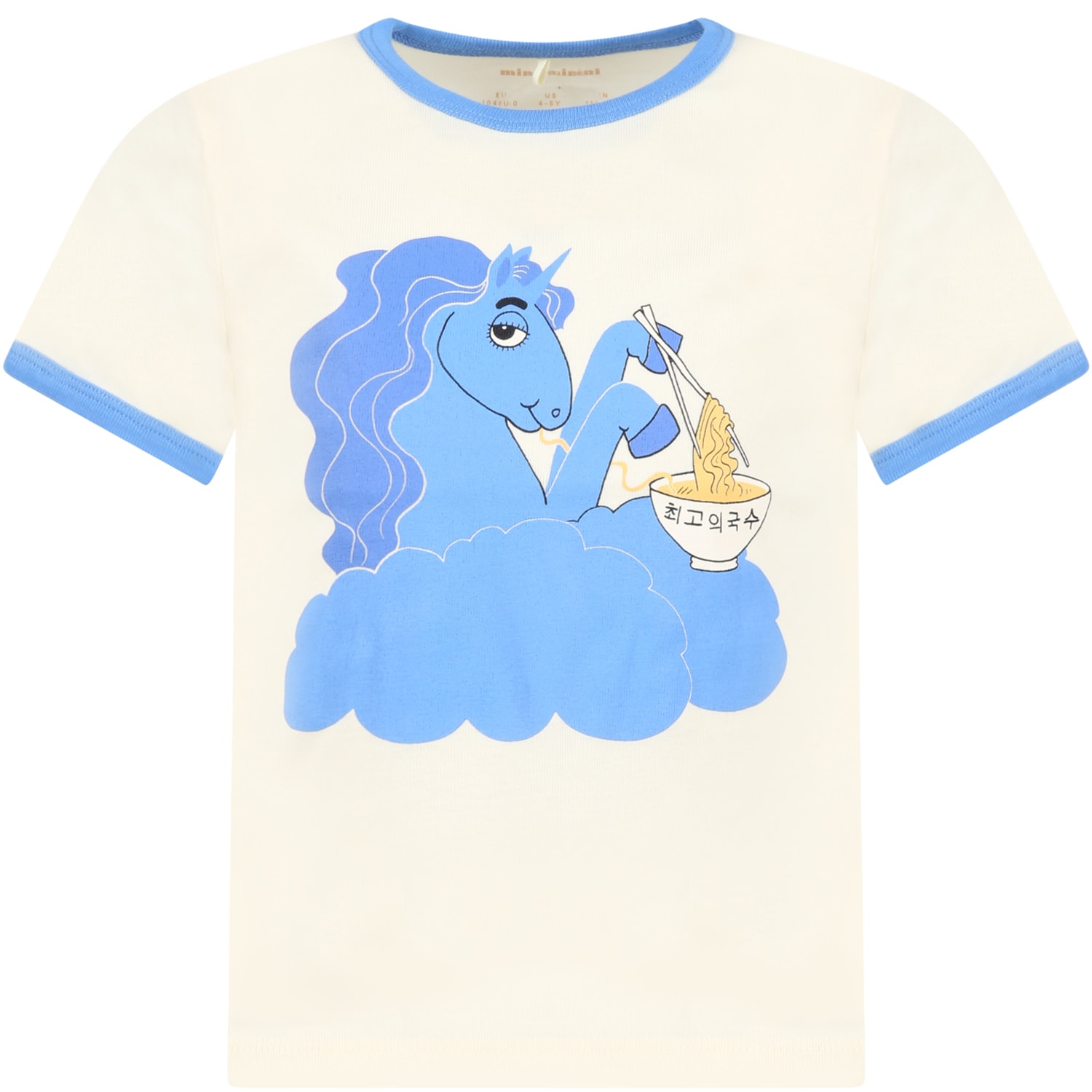 Mini Rodini Ivory T-shirt For Girl With Unicorn