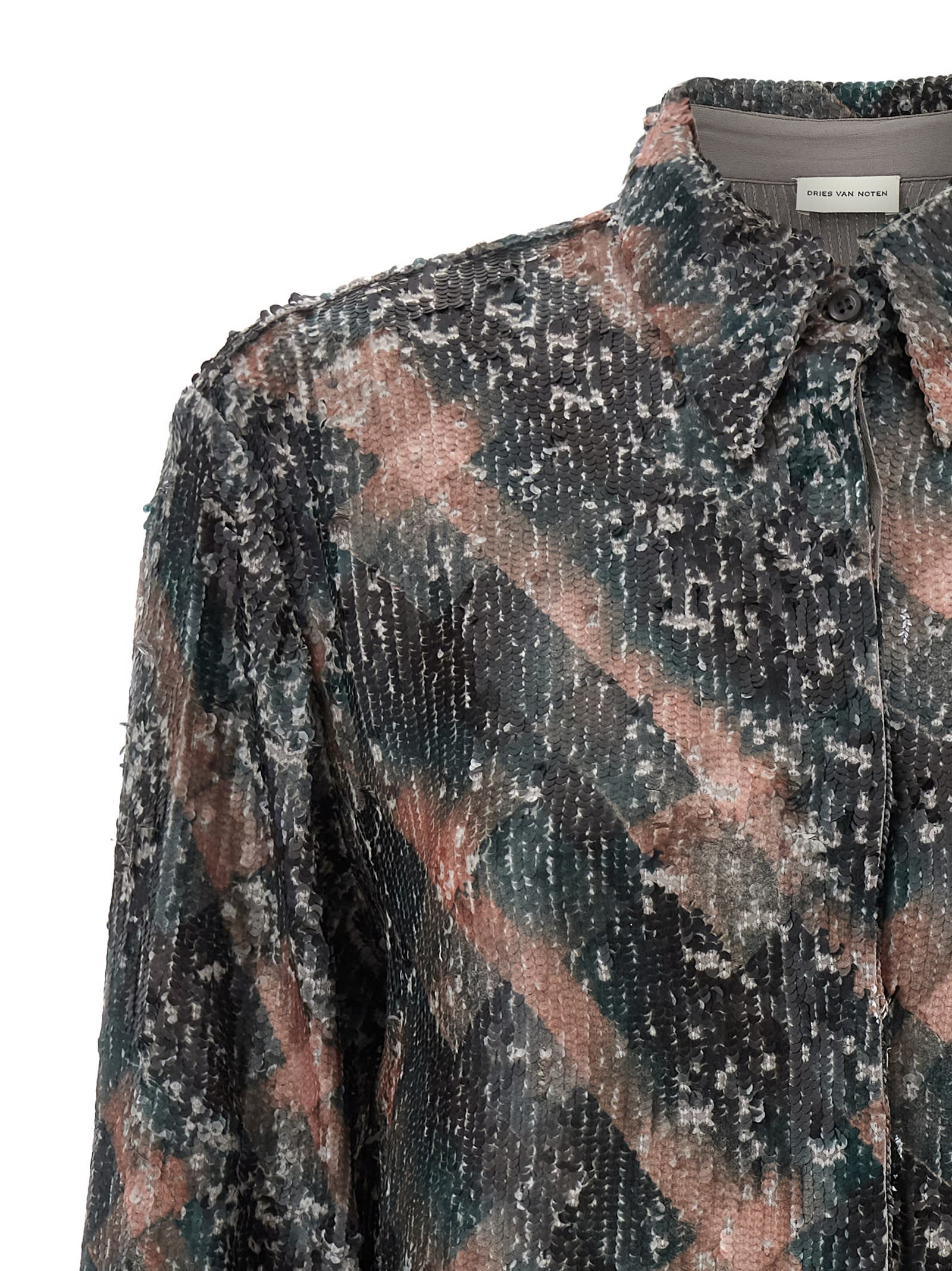 Dries Van Noten Chowy Emb Shirt In Green
