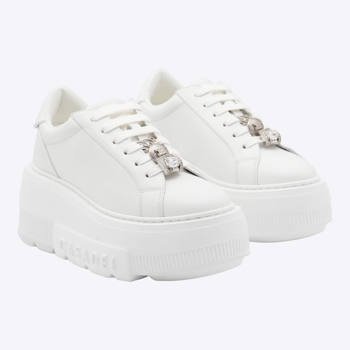 Casadei White Leather Sneakers In White