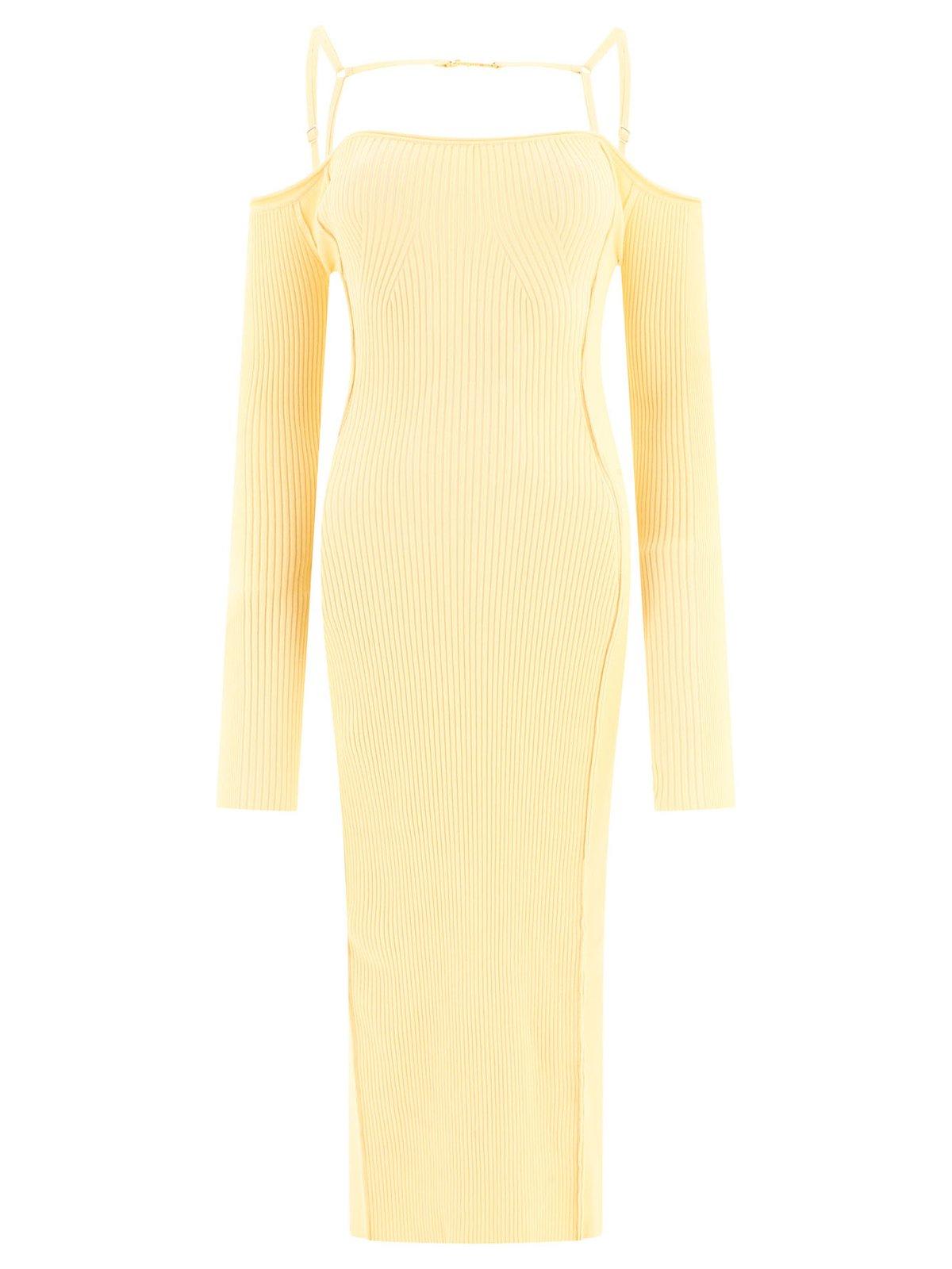 Shop Jacquemus La Robe Sierra Long Sleeve Lingerie Dress In Cream