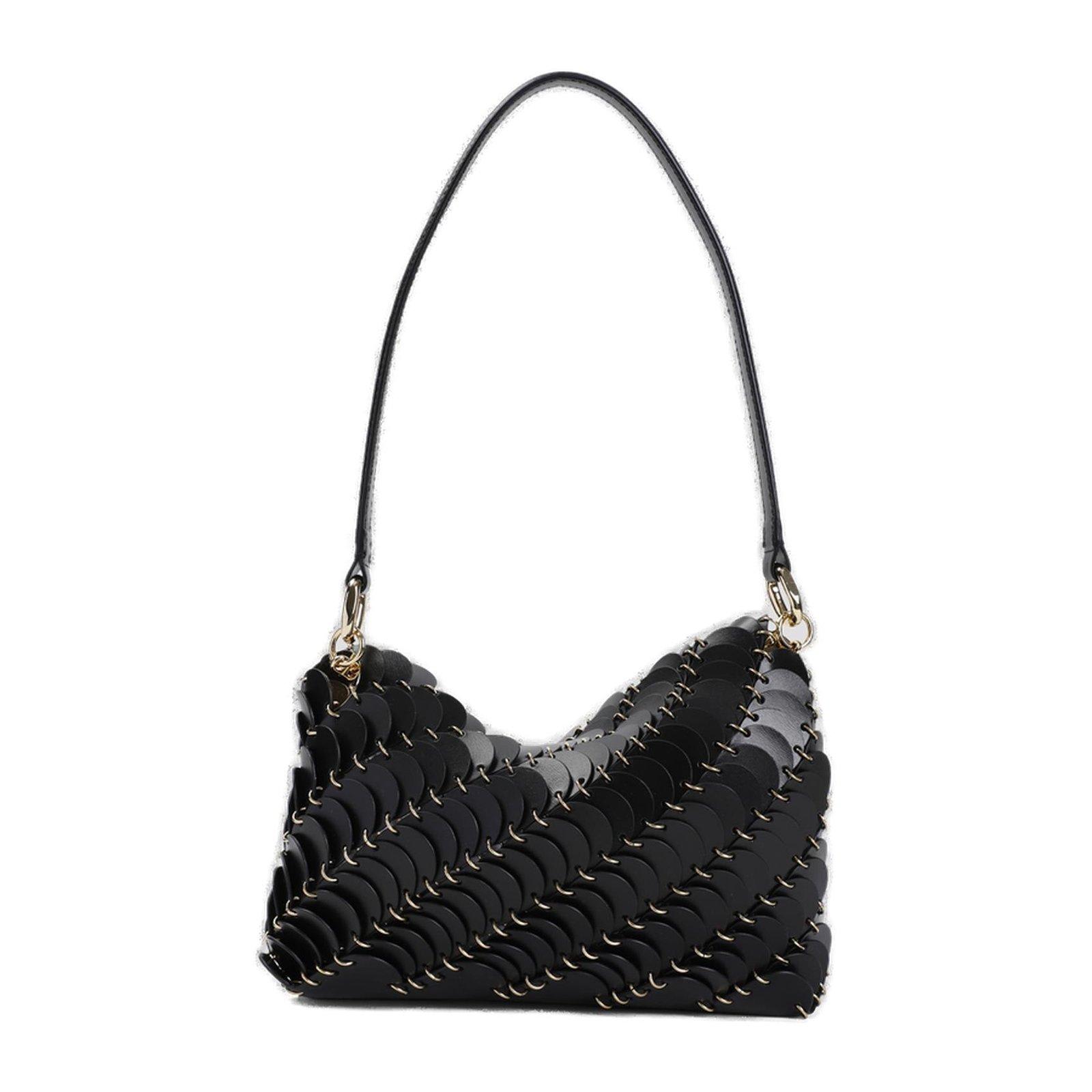 Shop Rabanne Paco Foldover Top Shoulder Bag In Black