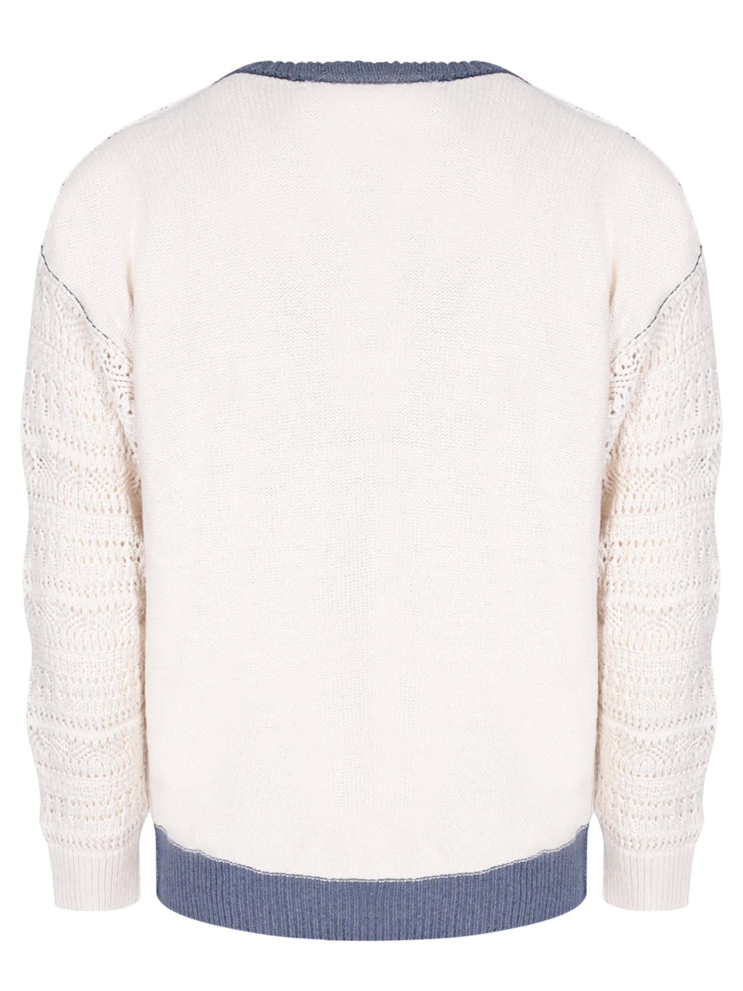 Shop Atomo Factory Blue Cream Cut Out Sweater With Rhombuses In White