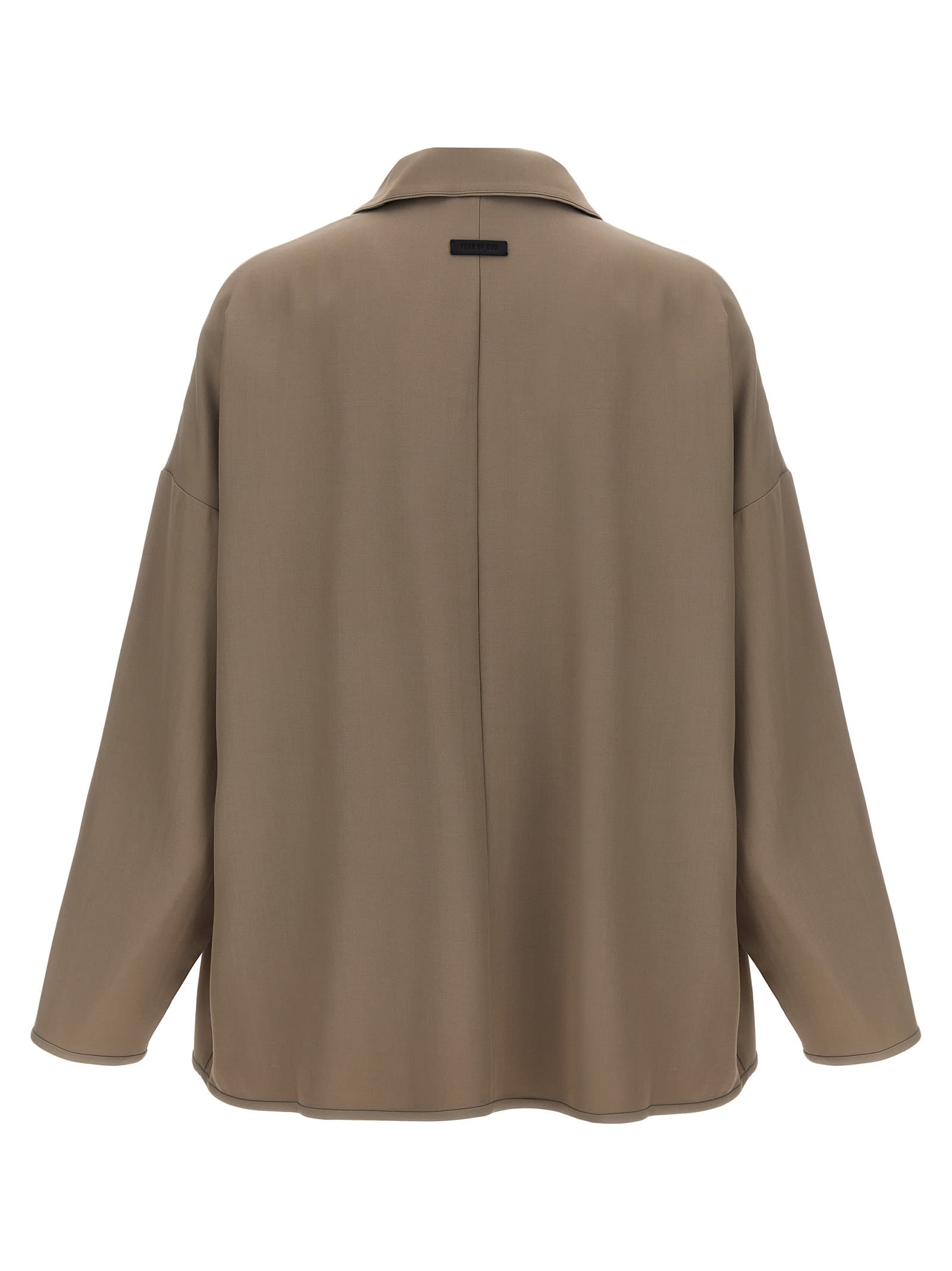 Fear Of God Collared Wool Jacket Long Sleeves Relaxed Fit In Beige