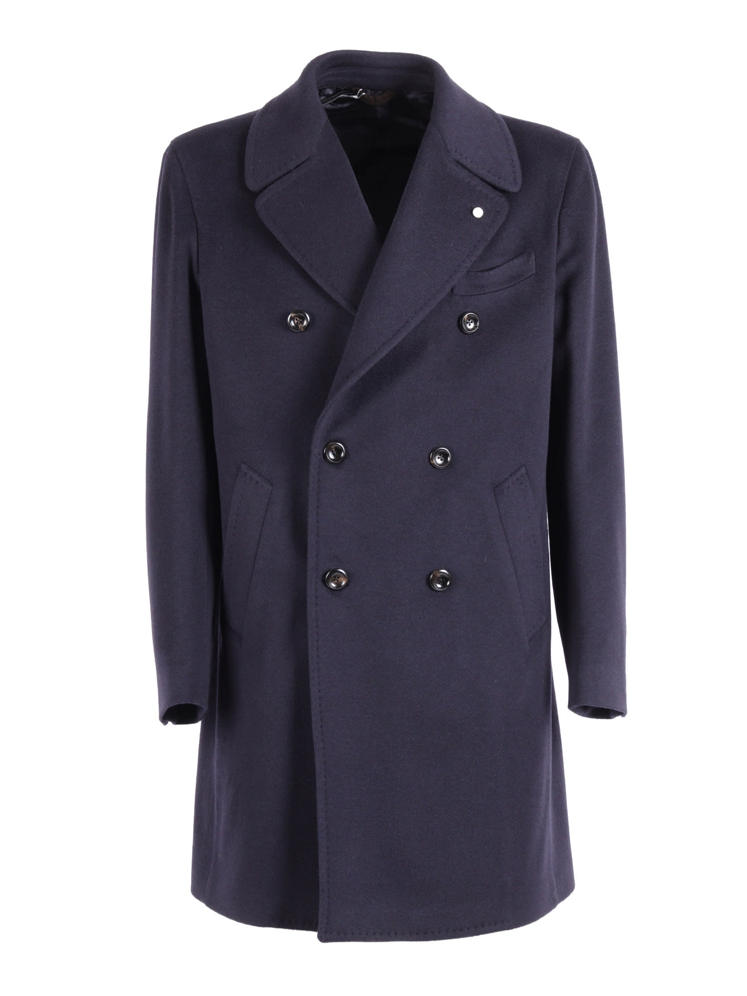 Luigi Bianchi Mantova Double-breasted Coat In Blue