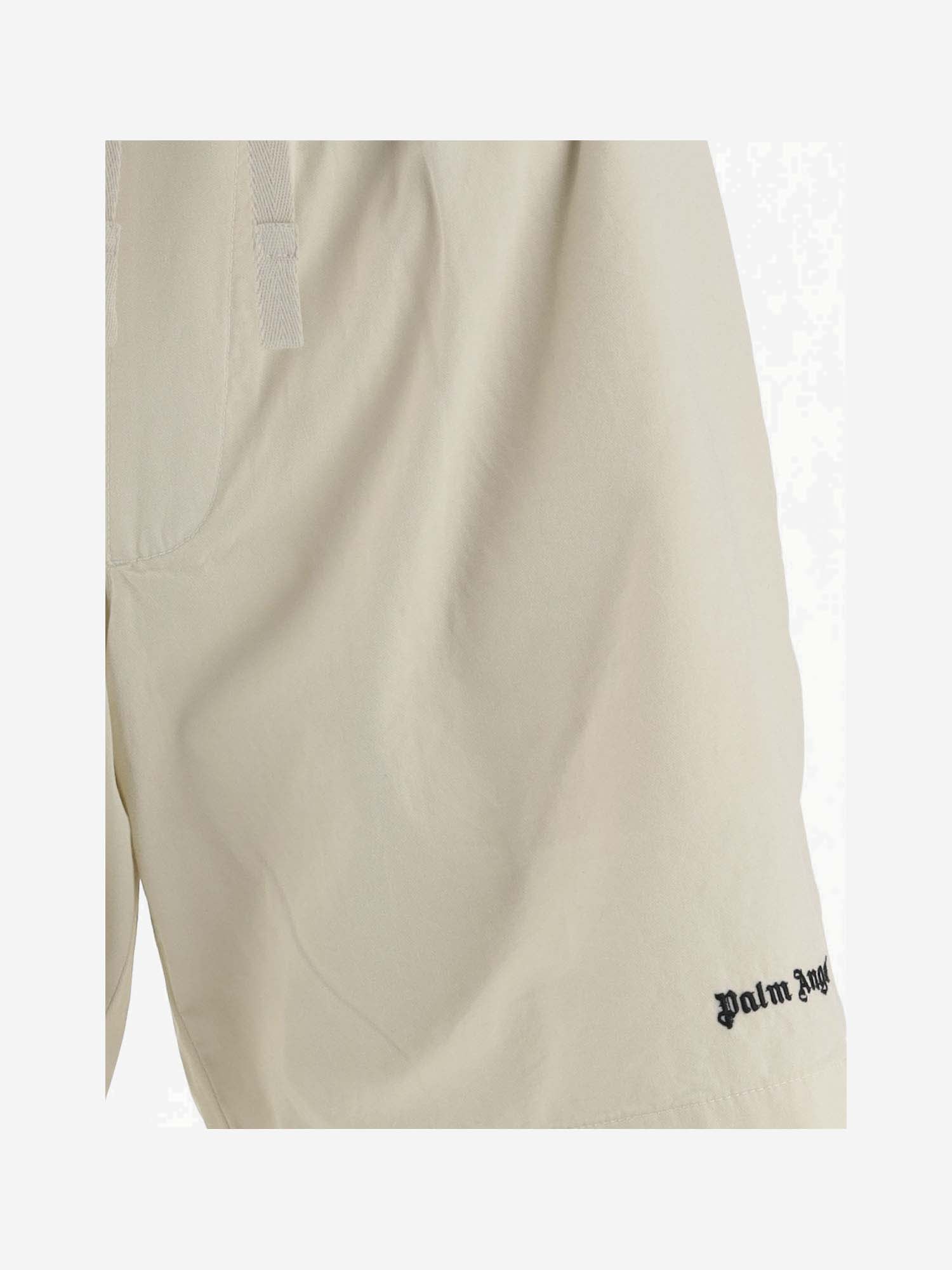 Shop Palm Angels Cotton Short Pants With Logo In Off White