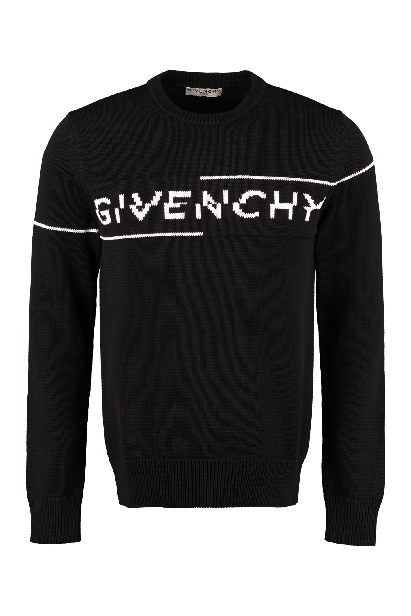 GIVENCHY SPLIT INTARSIA COTTON SWEATER,11206719