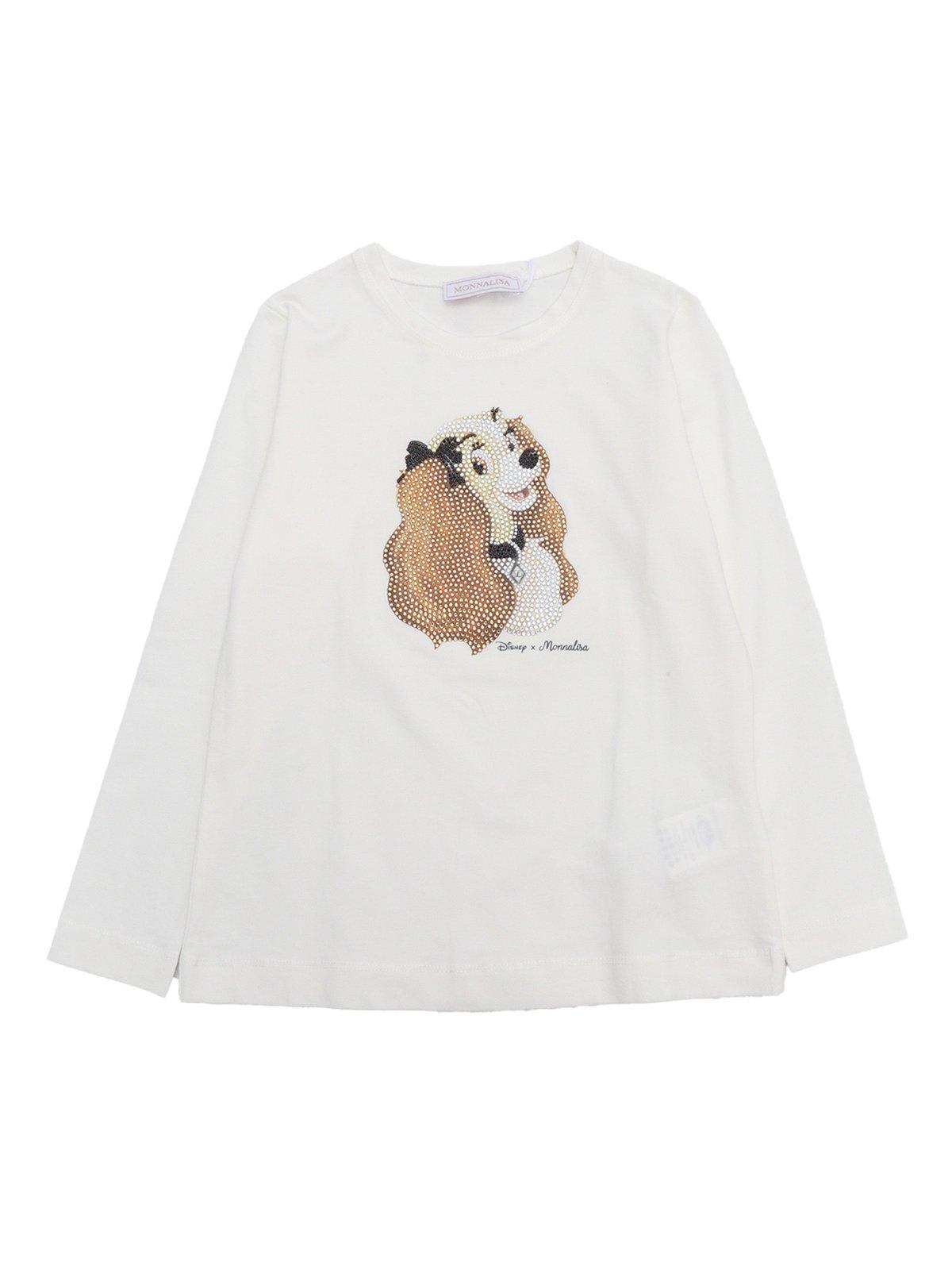 MONNALISA X DISNEY EMBELLISHED LONG-SLEEVED T-SHIRT 