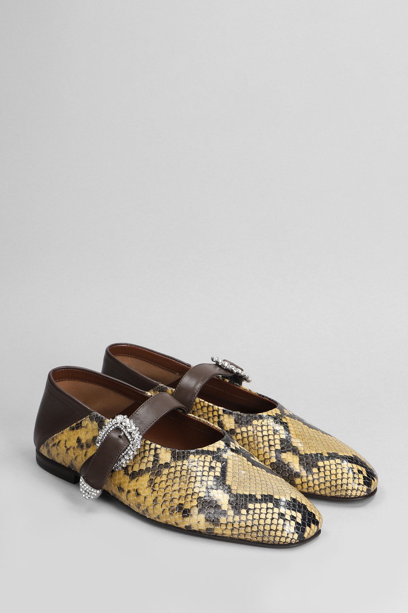 Shop Wales Bonner Ballerina Buckle Ballet Flats In Python Print Leather