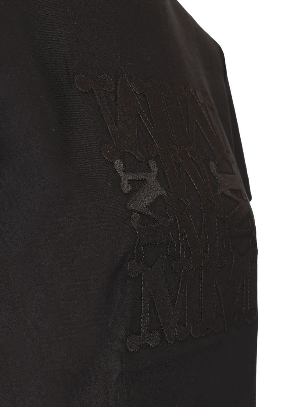 Max Mara Embellished Round Neck Top With Graphic Detail In Black
